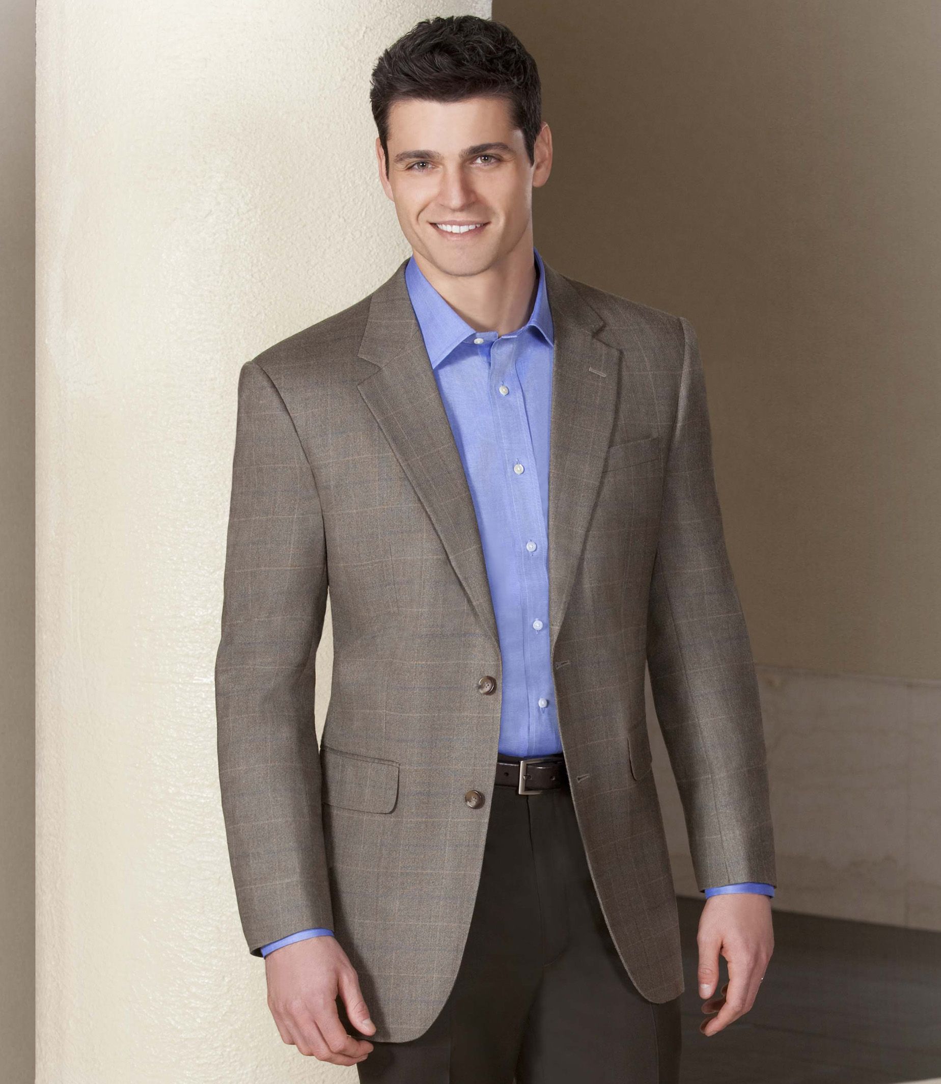 Executive 2-Button Silk/Wool Windowpane Sportcoat- Sizes 44-52