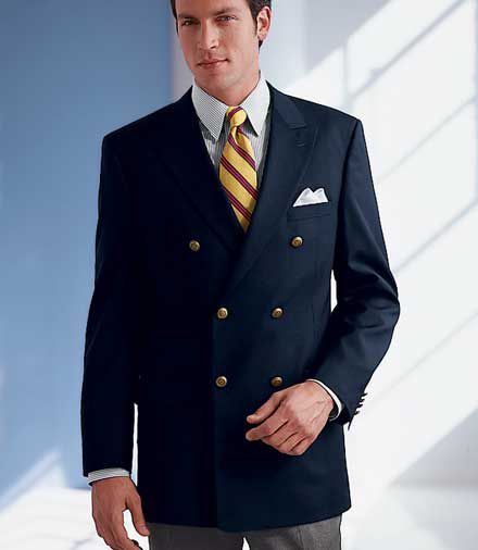 Traditional Double-Breasted Wool Blazer- Sizes 44-52