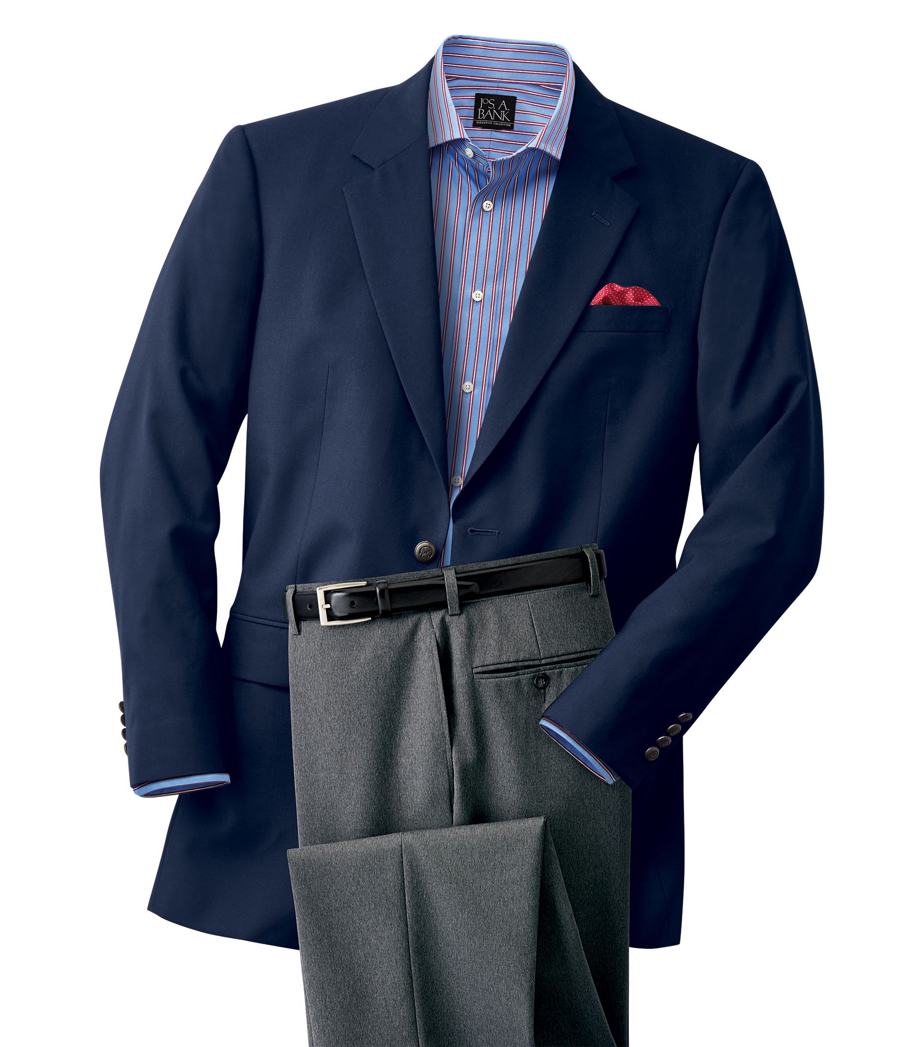 Executive 2-Button Wool Blazer- Navy with Gold Buttons- Sizes 44-52