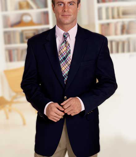 Executive 2-Button Wool Navy with Gold Buttons Blazer- Sizes 52-60