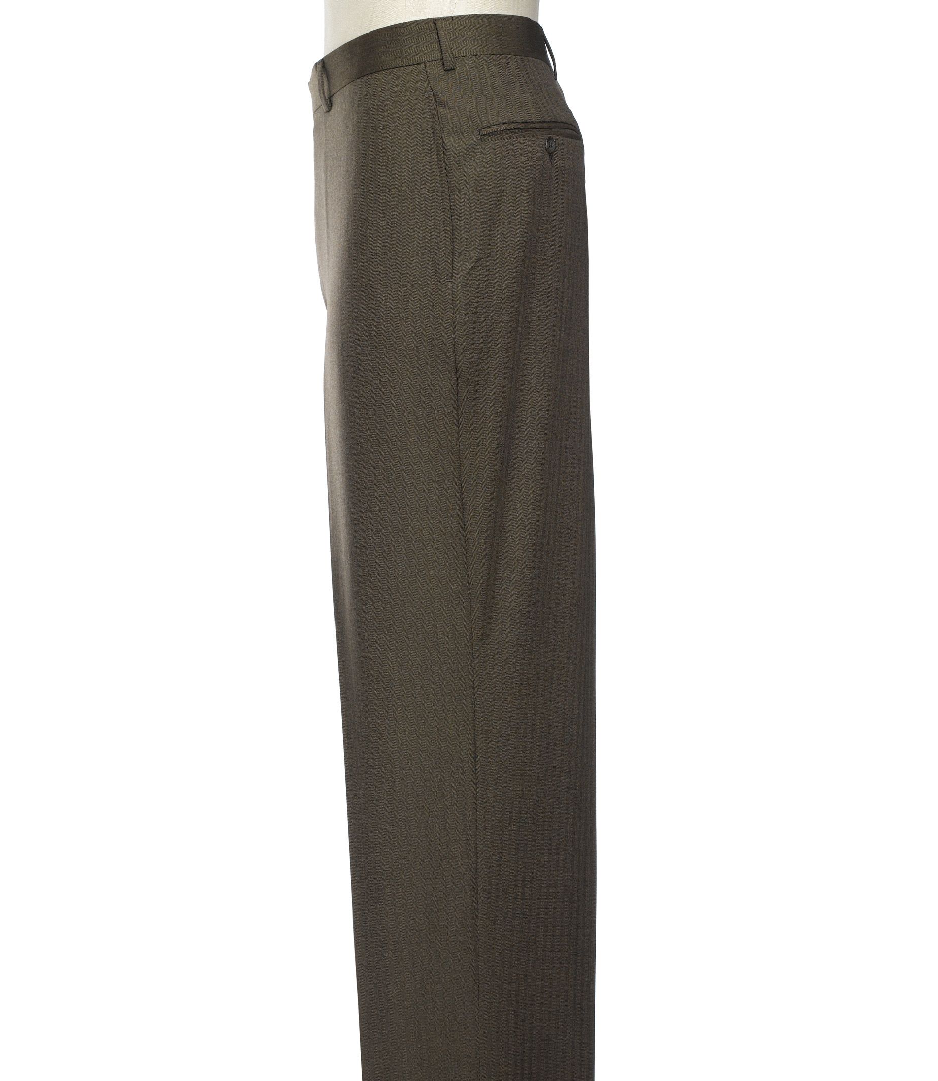Executive Patterned Wool Plain Front Trousers- Sizes 44-48