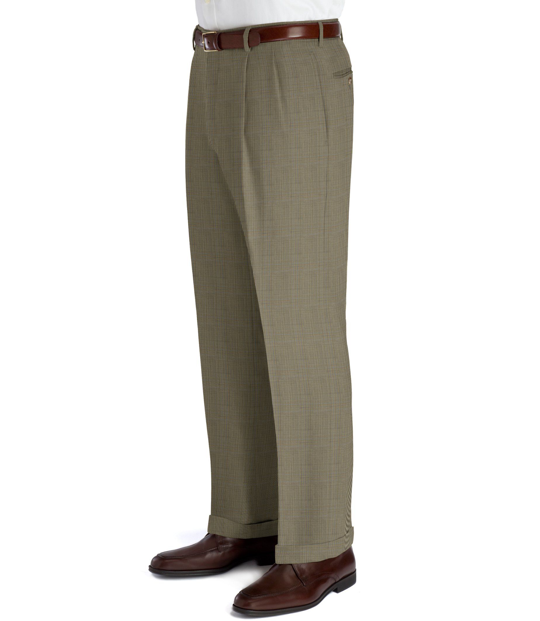 Executive Patterned Wool Pleated Trousers- Sizes 44-48