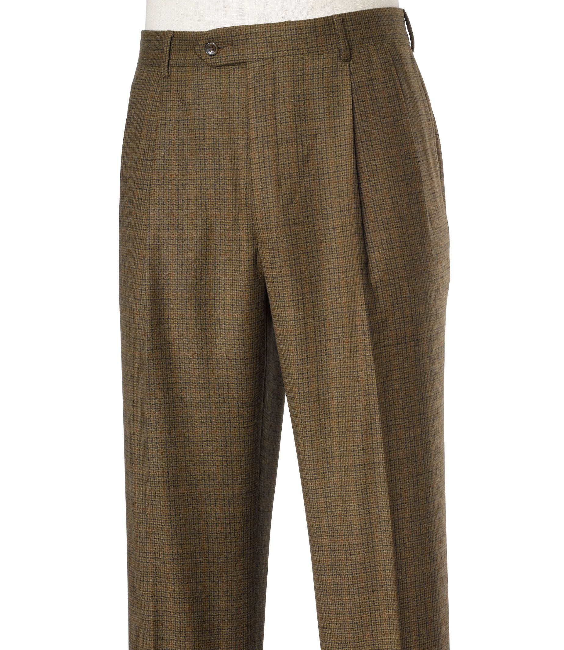 Executive Patterned Wool Milled Trousers Pleated Front- Sizes 44-48