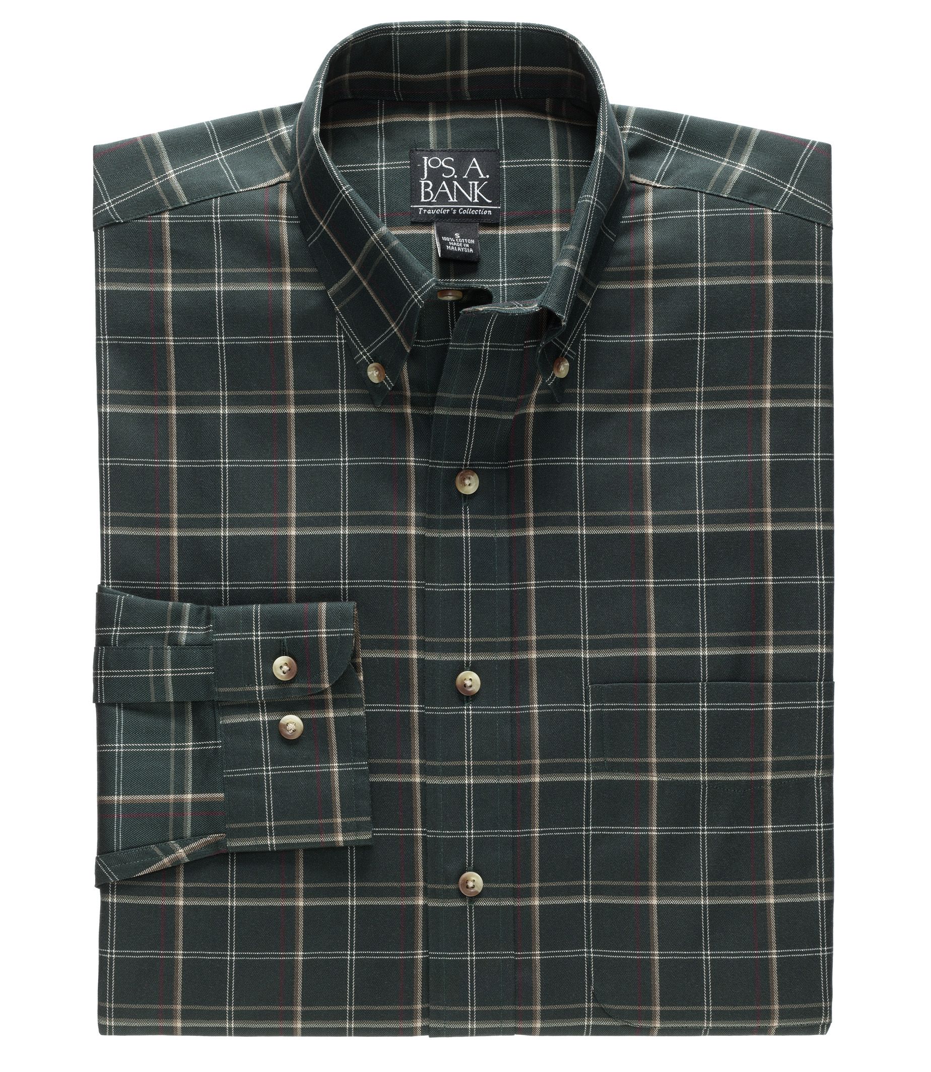 Traveler Long Sleeve Patterned Cotton Buttondown Sportshirt