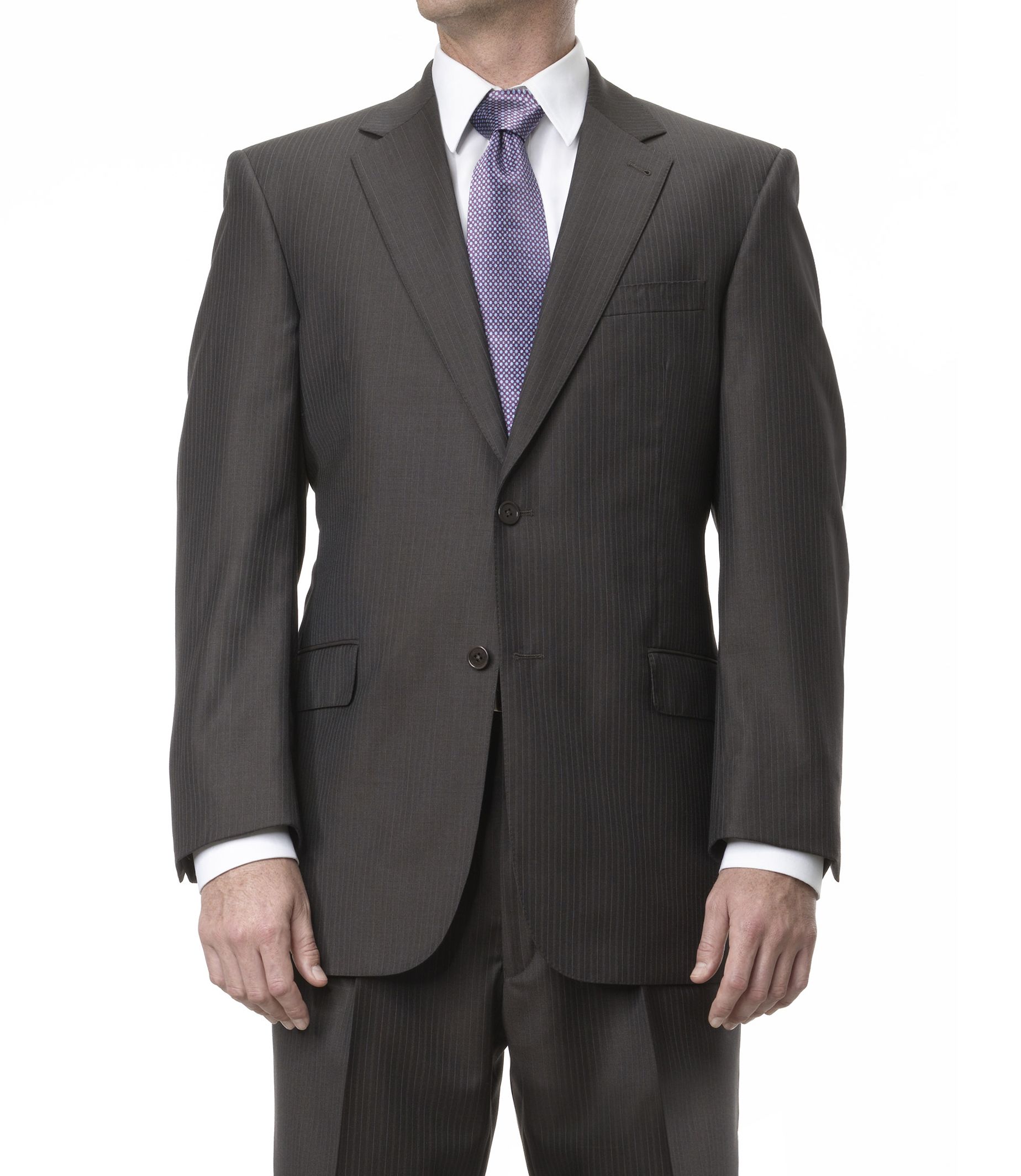 Signature Gold 2-Button Wool Suit- Brown Fashion Stripe