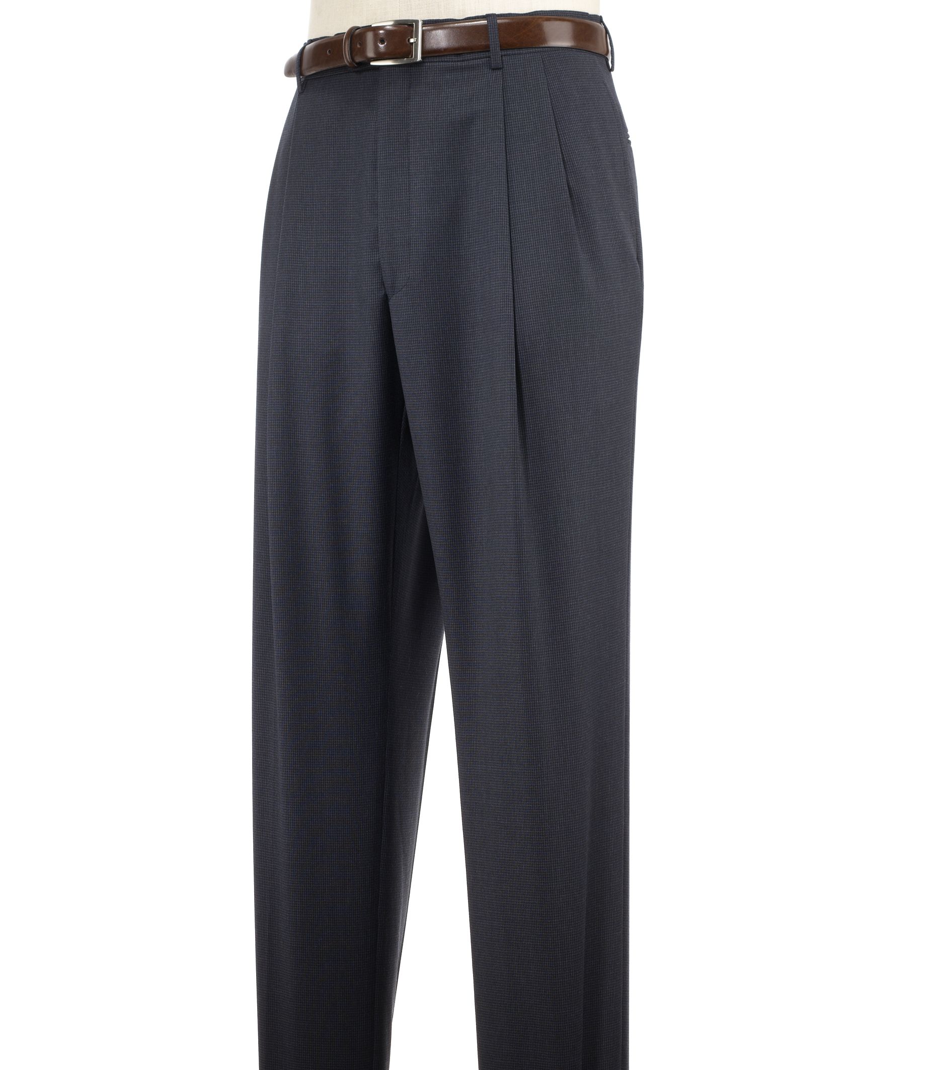 Executive Patterned Wool Pleated Trouser- Sizes 44-48