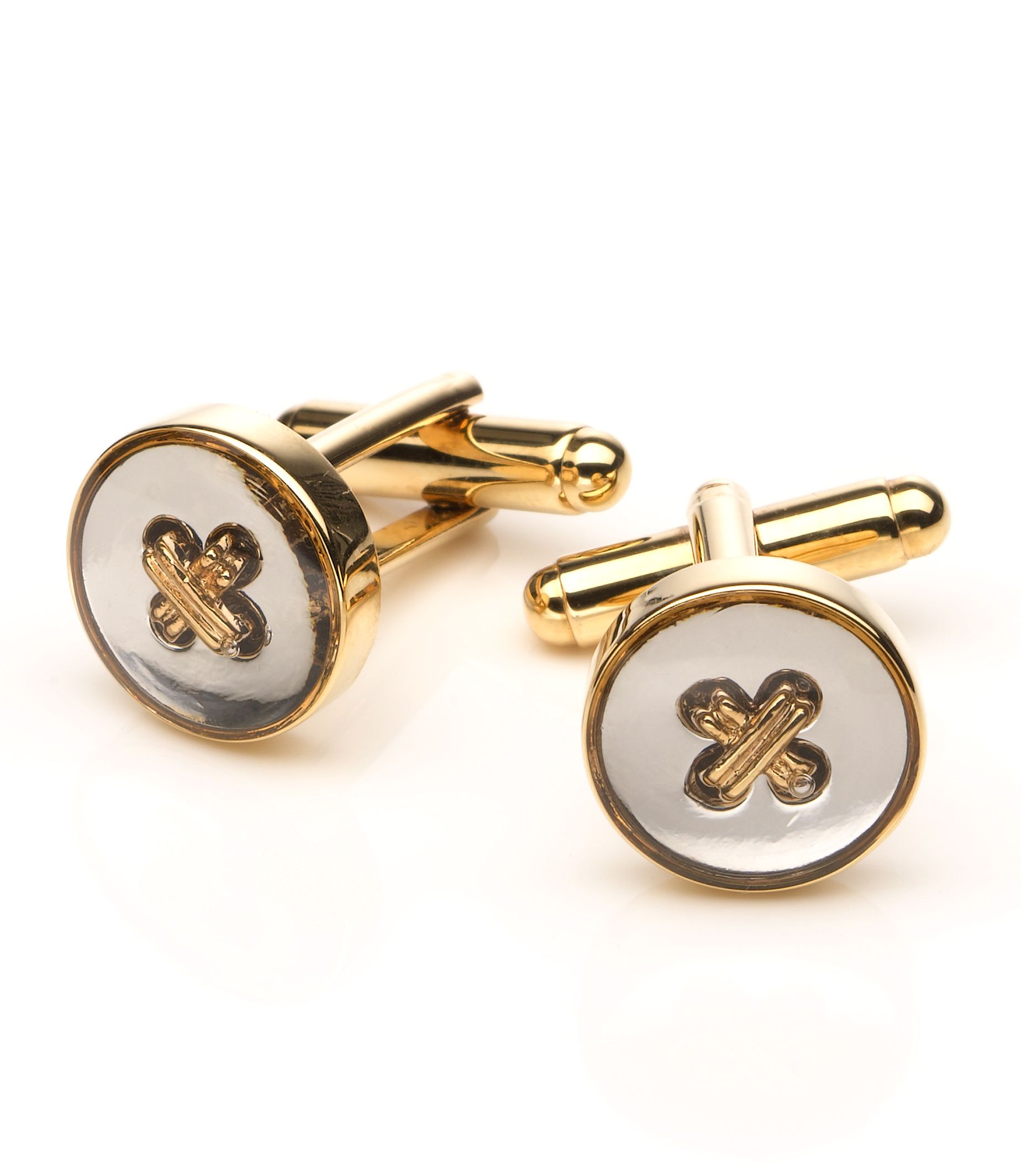 Silver and Gold Round Cufflinks