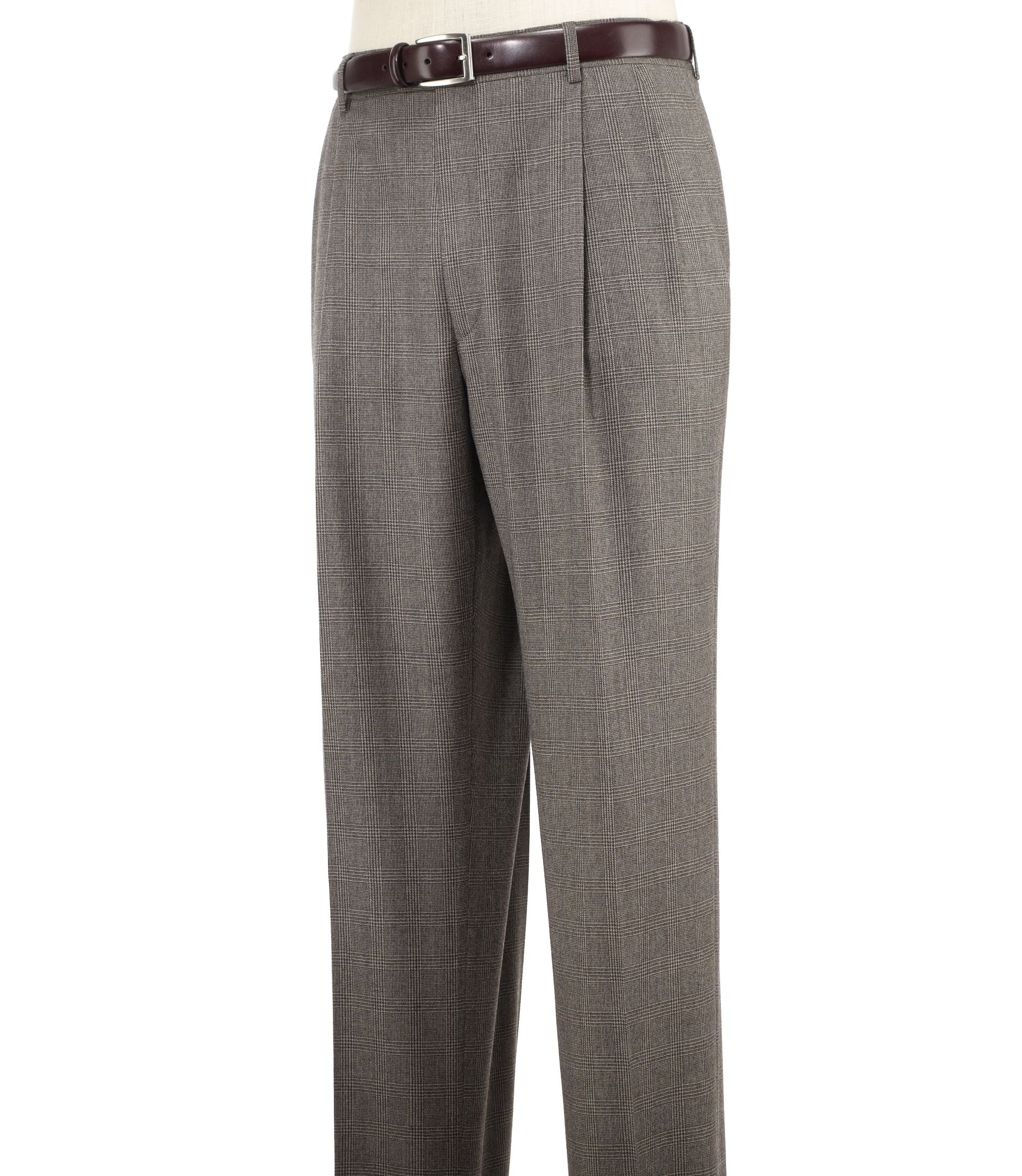 Executive Patterned Wool Pleated Trousers