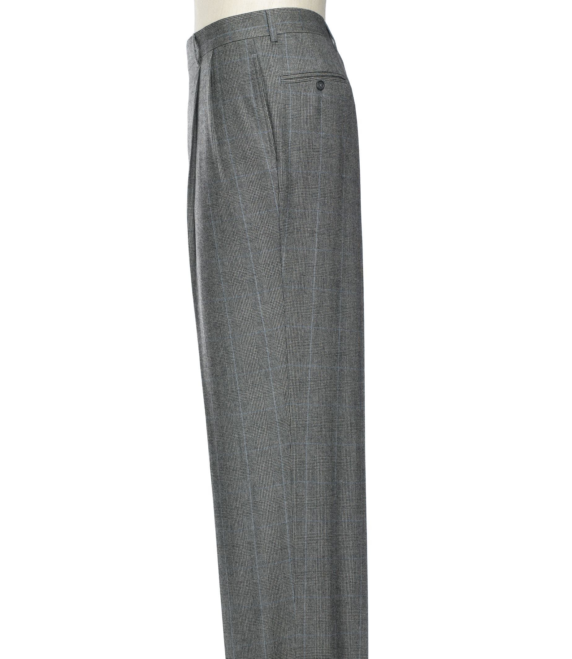 Executive Patterned Wool Pleated Trousers- Sizes 44-48