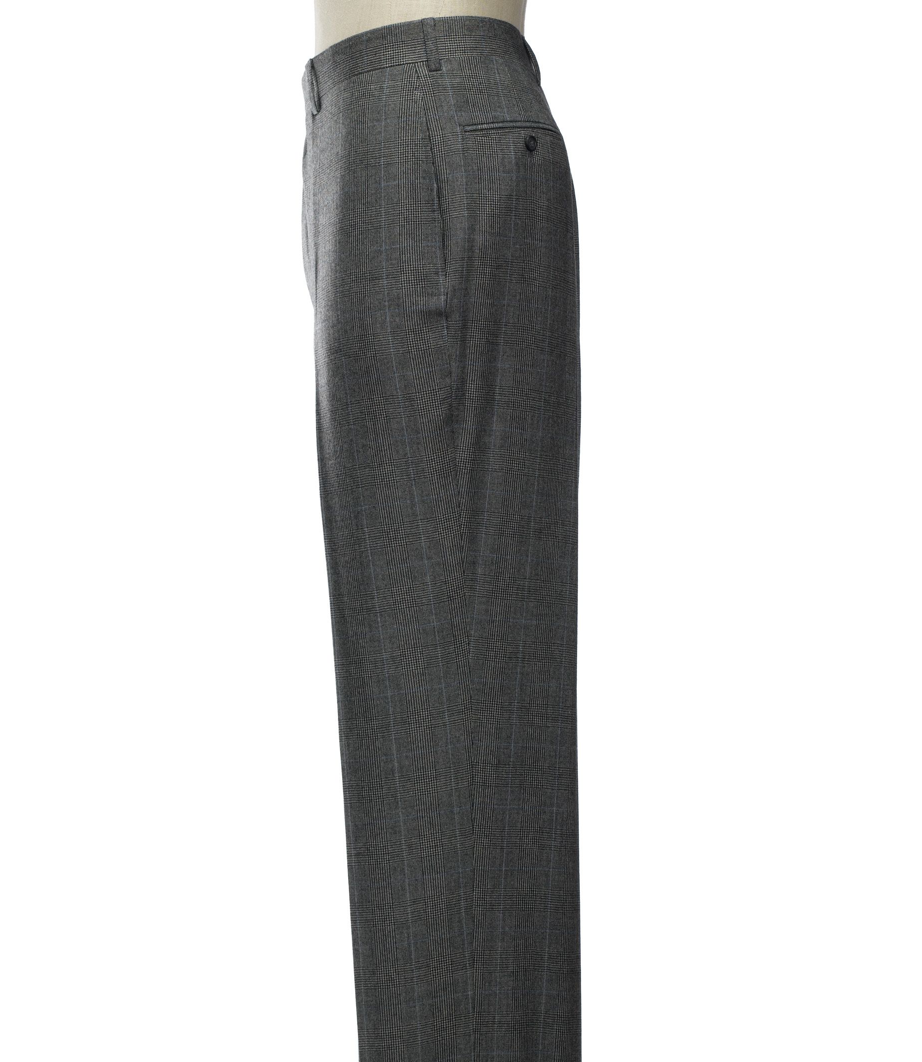 Executive Patterned Wool Plain Front Trousers- Sizes 44-48