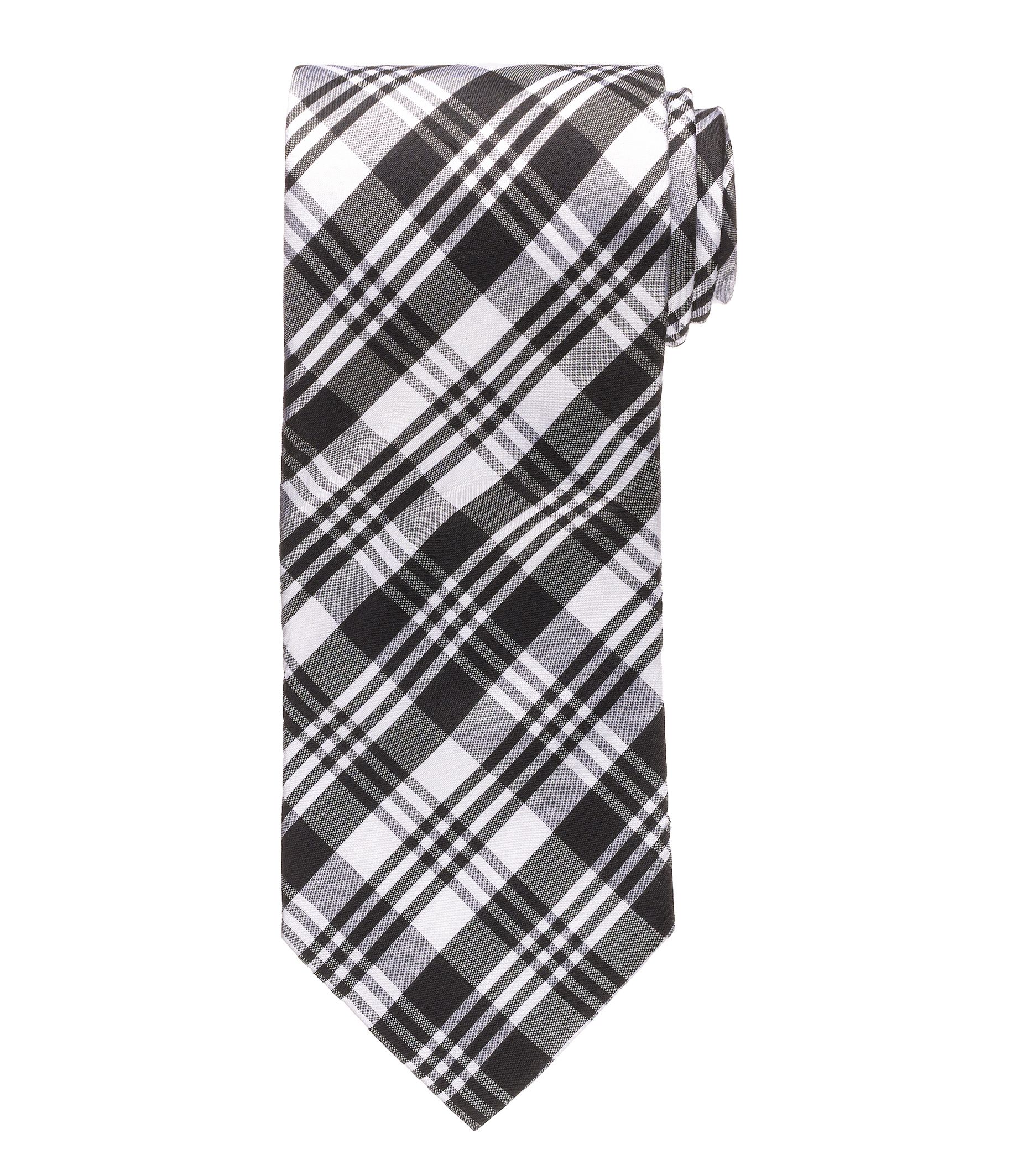 Black/White Plaid Formal Tie