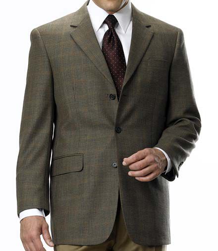 Executive Wool 2-Button Olive Tic Windowpane Sportcoat- Sizes 52-60
