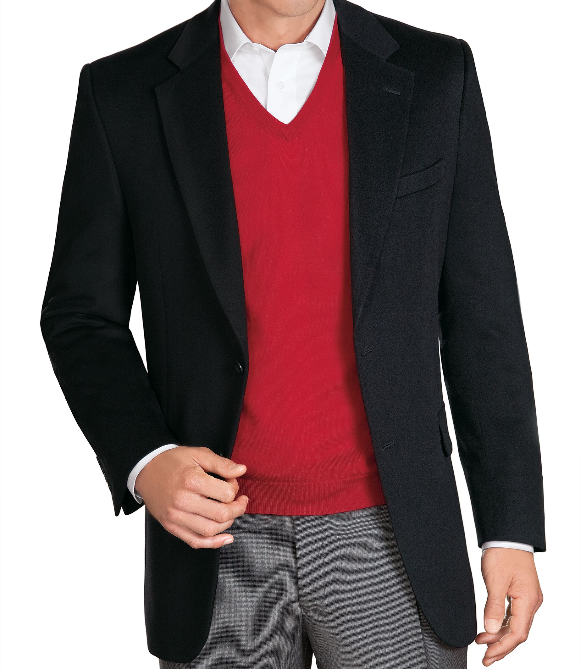 Executive 2-Button Cashmere Portly Blazer- Sizes 44-52