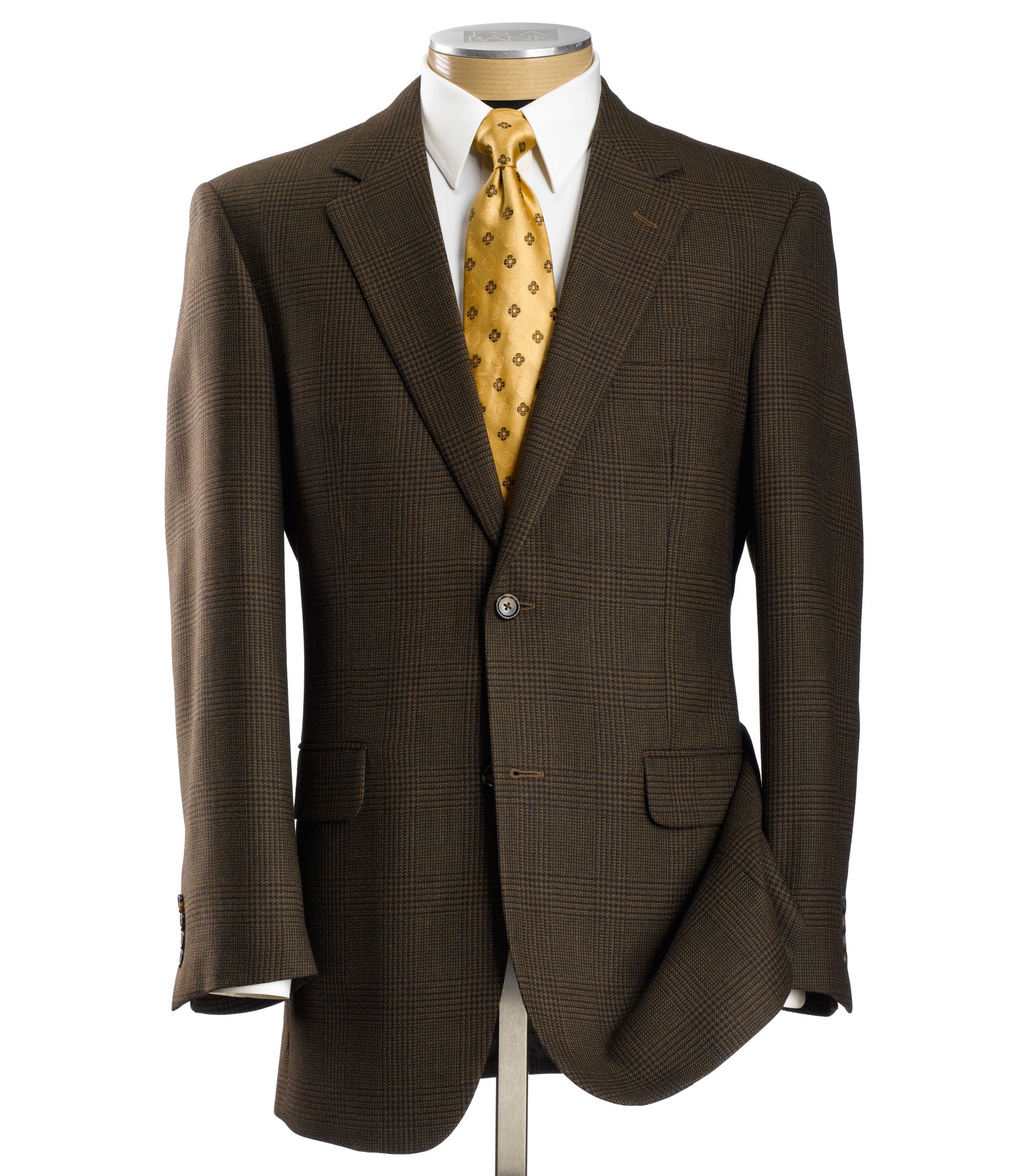 Executive Wool 2-Button Olive/Brown Plaid Sportcoat- Sizes 52-60