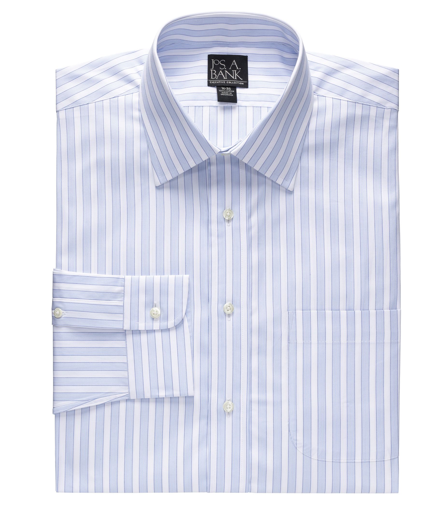Executive Spread Collar White Ground Thin Stripe Shirt