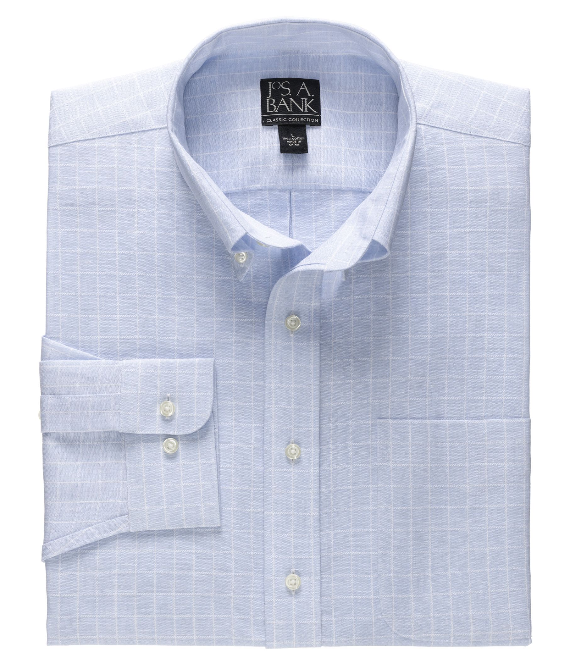 Wrinkle-Resistant Long-Sleeve Patterned Linen Sportshirt