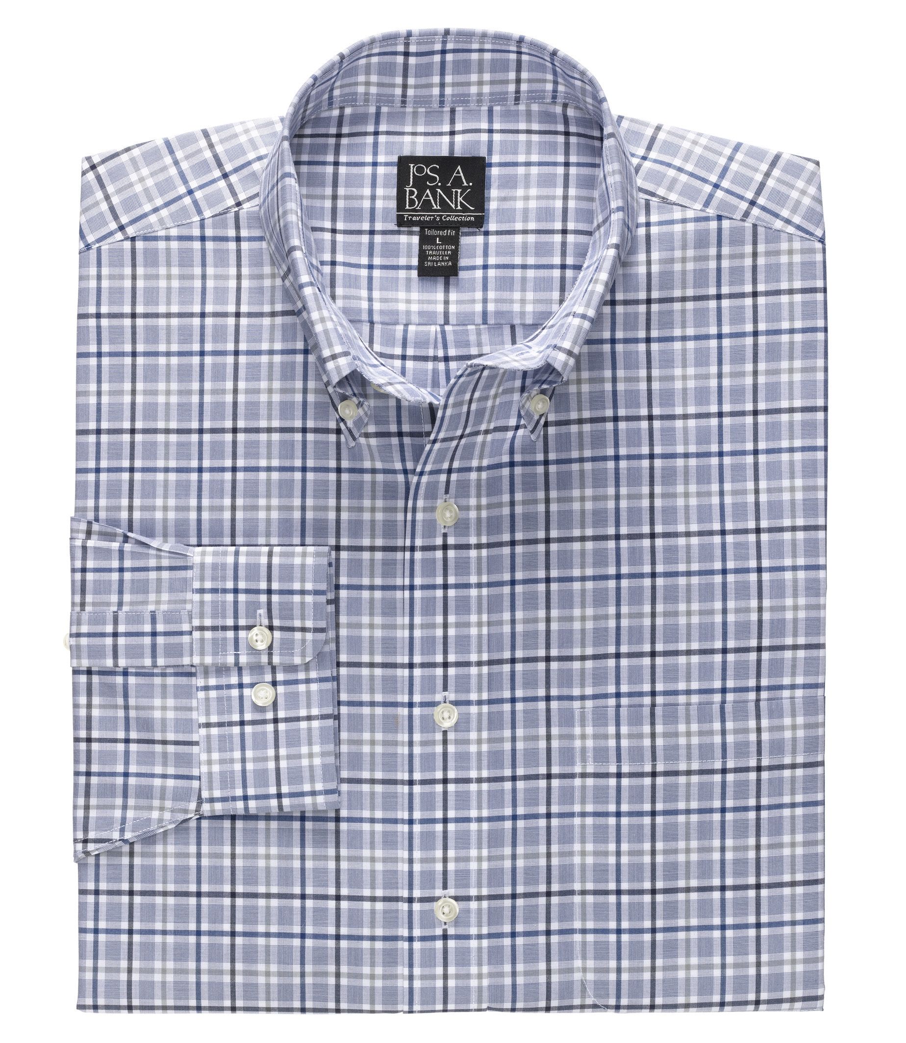Traveler Tailored Fit Long-Sleeve Button Down Collar Sportshirt