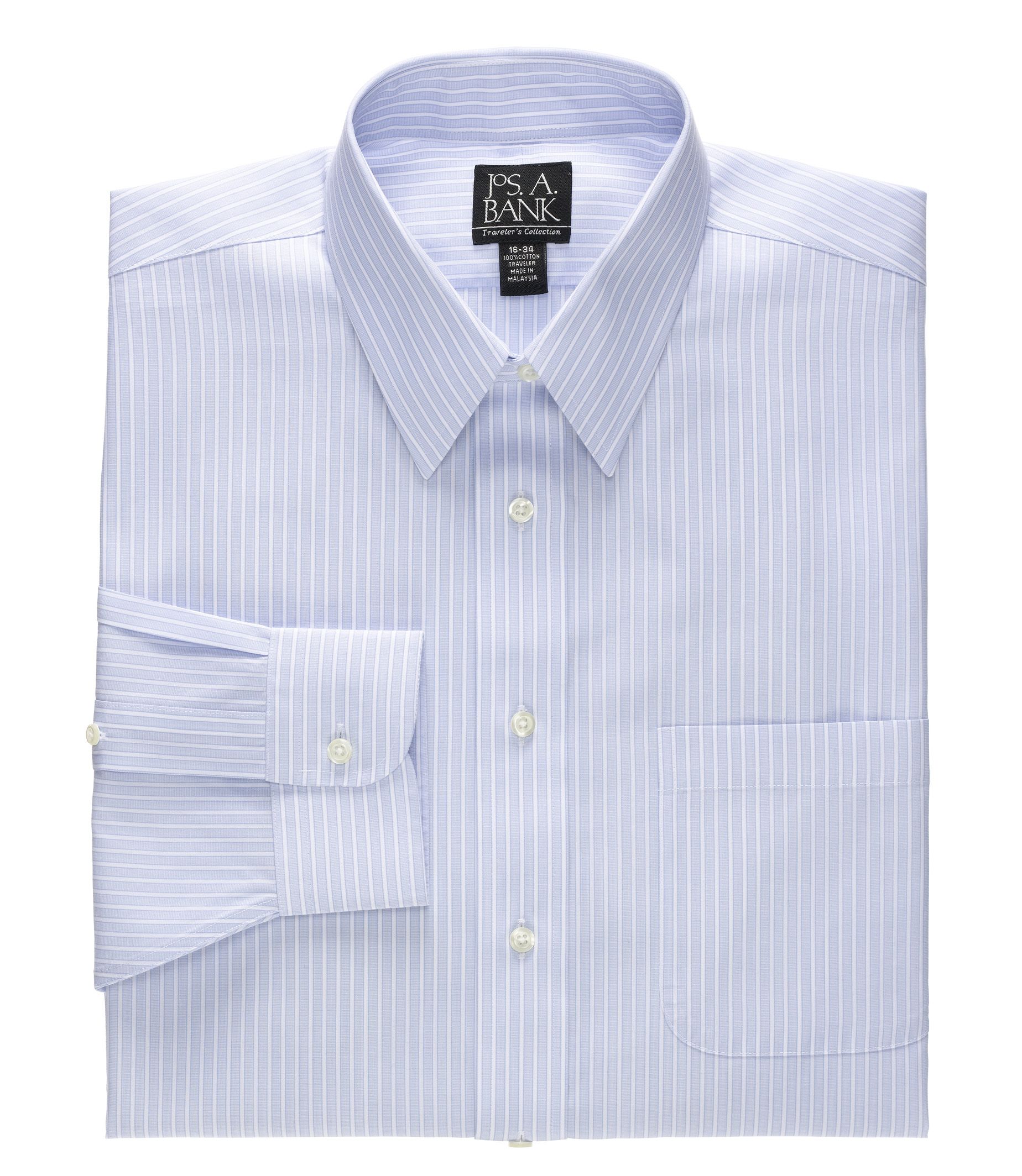 Traveler Point Collar End-On-End Stripe Dress Shirt
