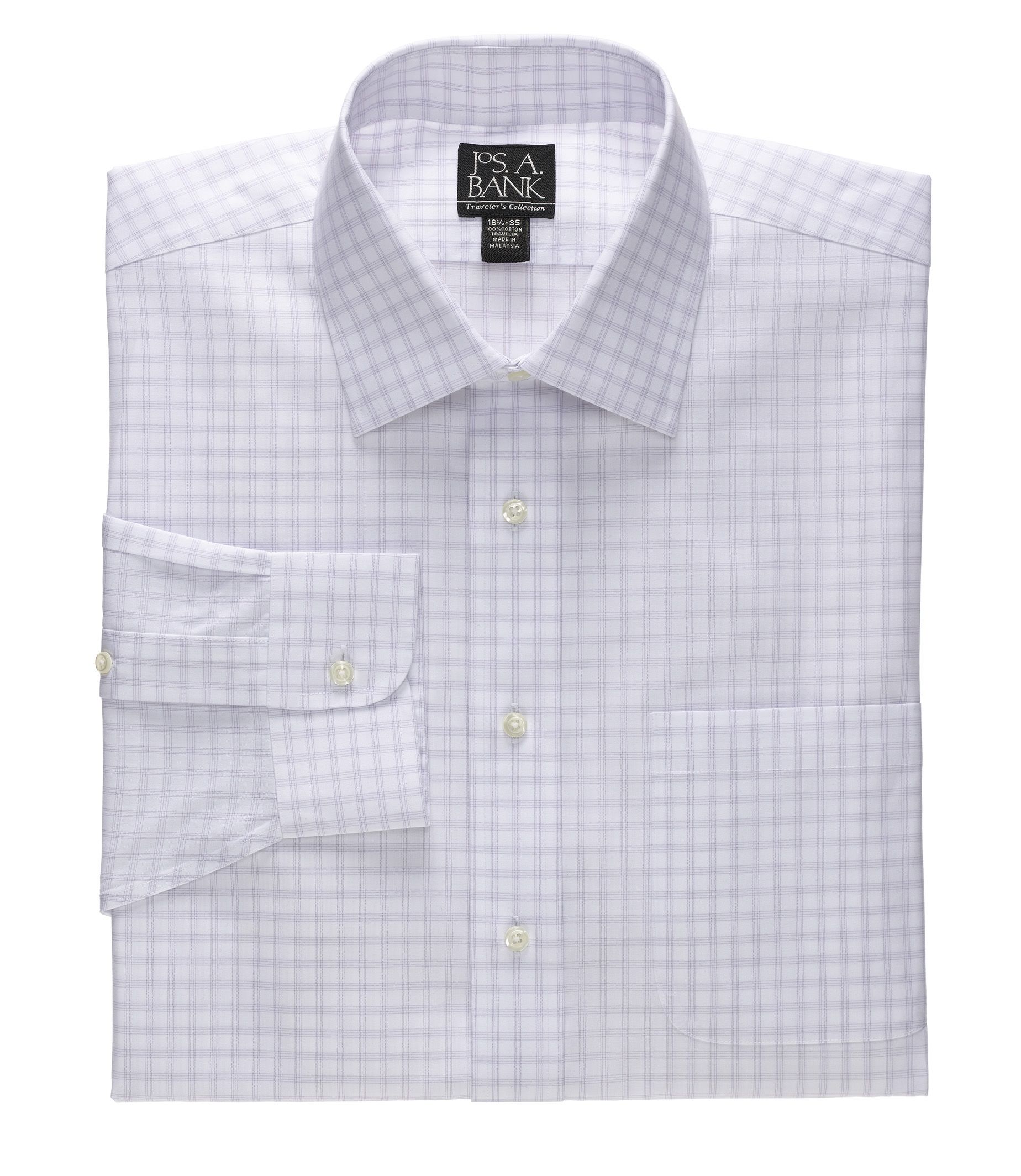 Traveler Spread Collar White Ground Dress Shirt