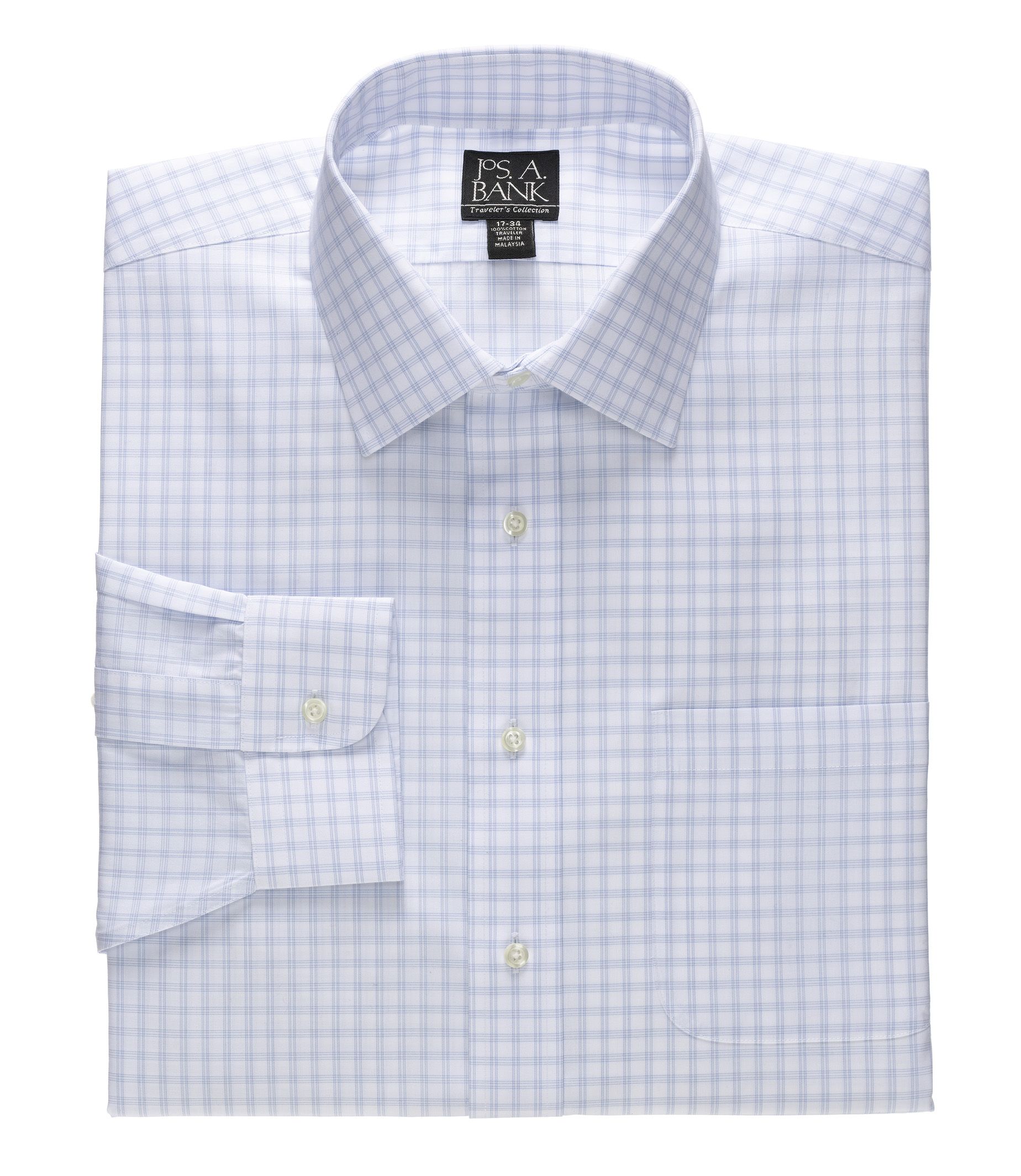 Traveler Poplin Check Spread Collar Dress Shirt Big or Tall