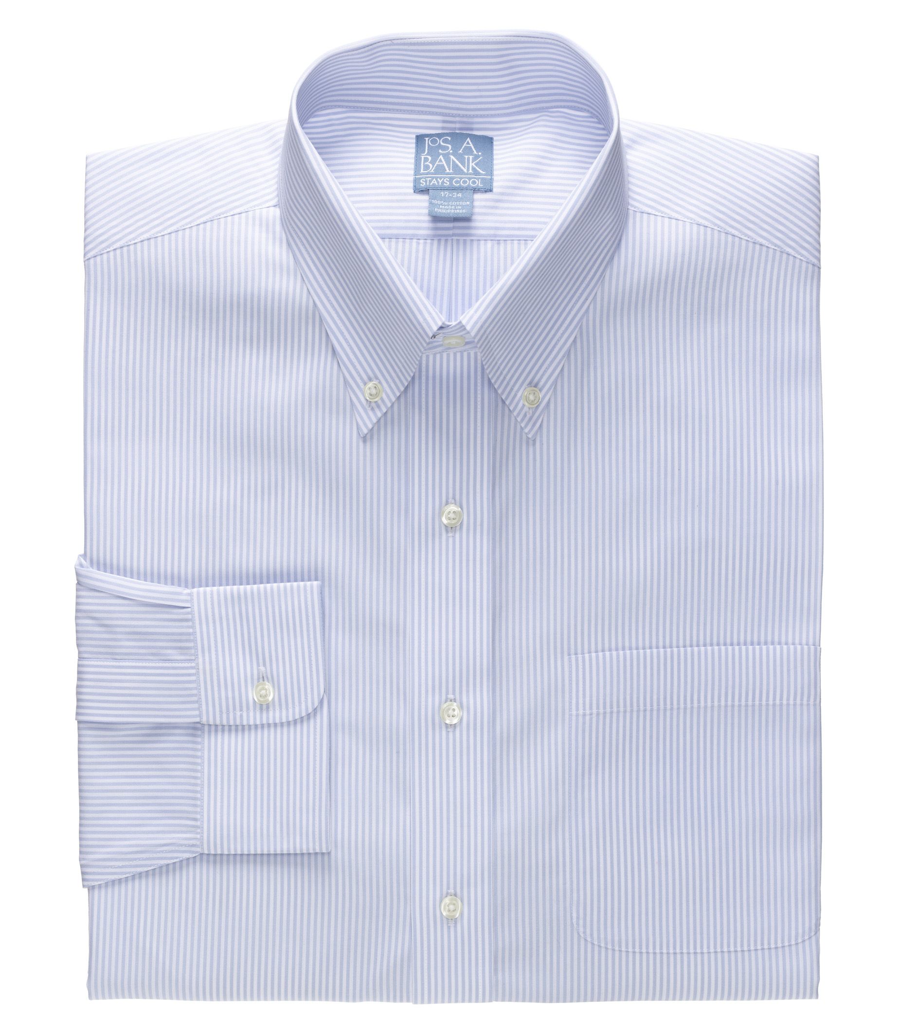 Stays Cool Wrinkle-Free ButtonDown Collar Bengal Stripe Dress Shirt