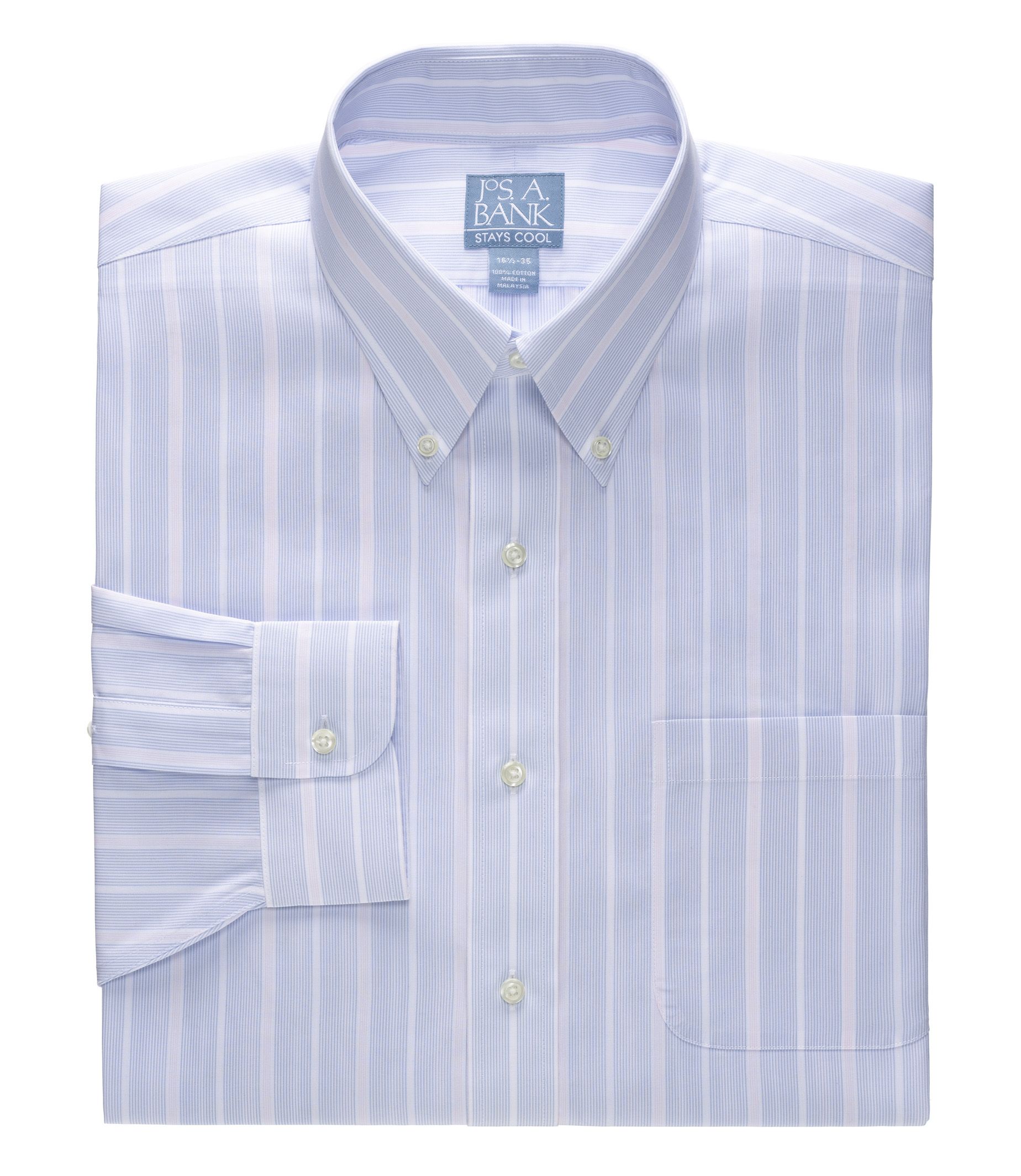 Stays Cool Wrinkle-Free ButtonDown Collar Stripe Dress Shirt
