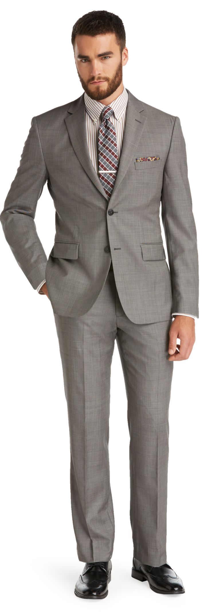 Traveler Tailored Fit 2-Button Suits Plain Front Trousers