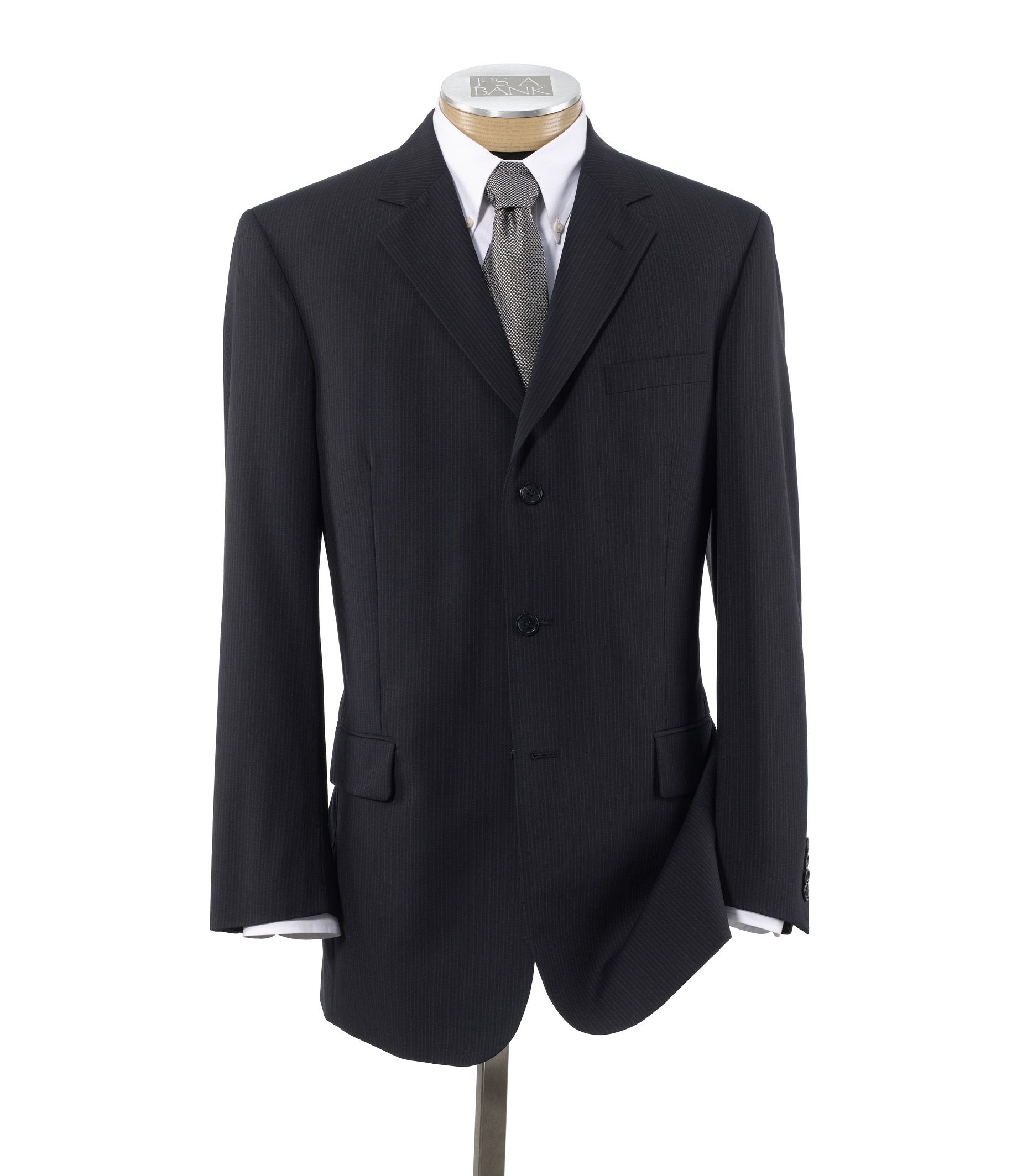 Executive 3-Button Wool Suit with Center Vent with Pleated Front Trousers
