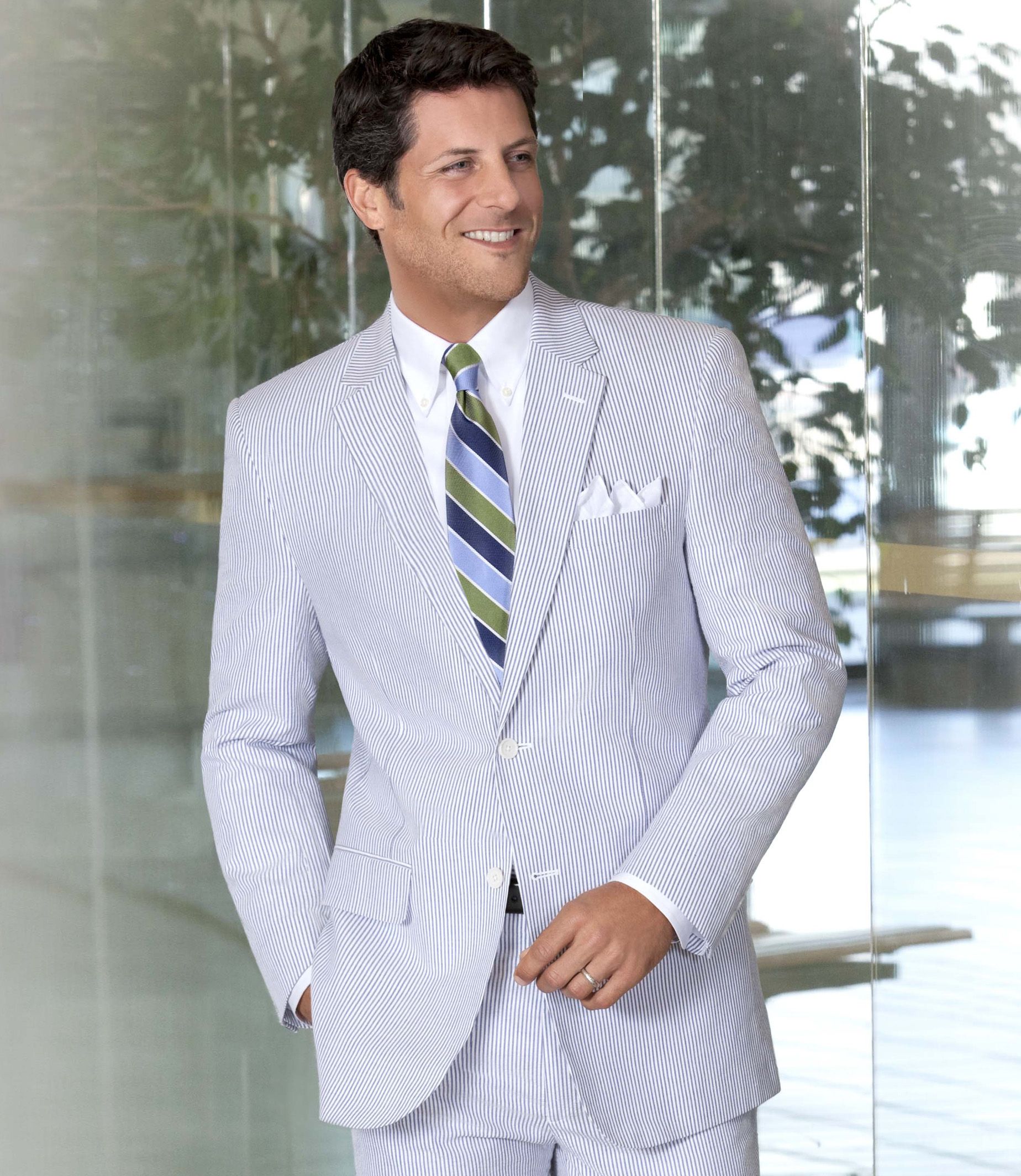 Stays Cool 2-Button Seersucker Suit- Sizes 48-52