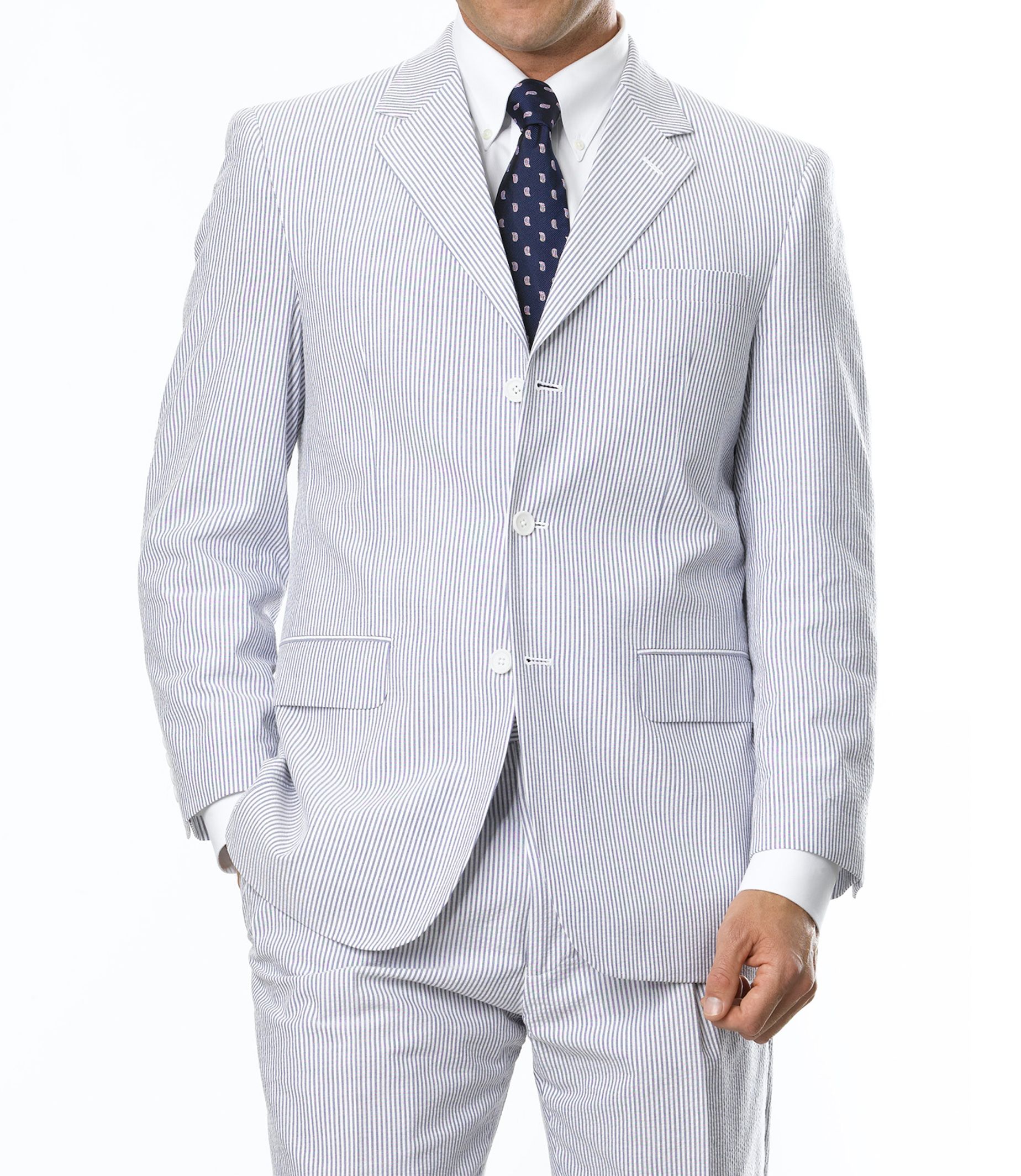 Stays Cool 3-Button Seersucker Suit- Sizes 48-52