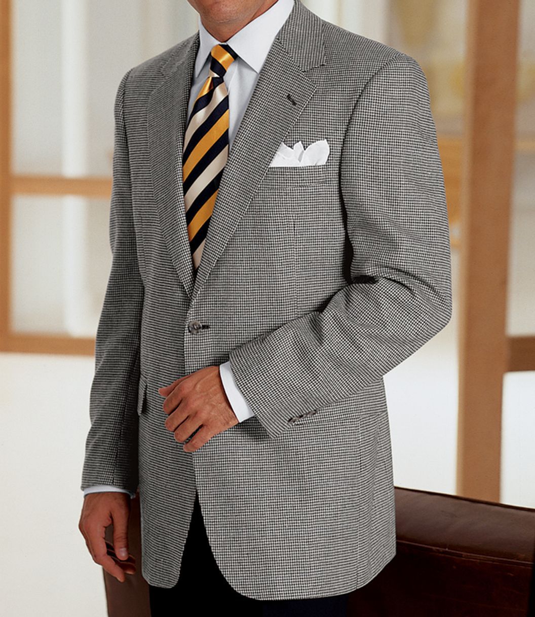 Executive 2-Button Silk/Wool Windowpane Check Sportcoat- Sizes 44-52