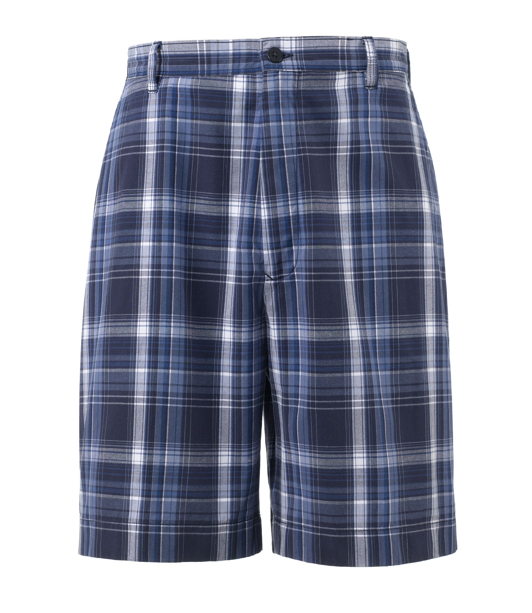 Poplin Plain Front Plaid Shorts