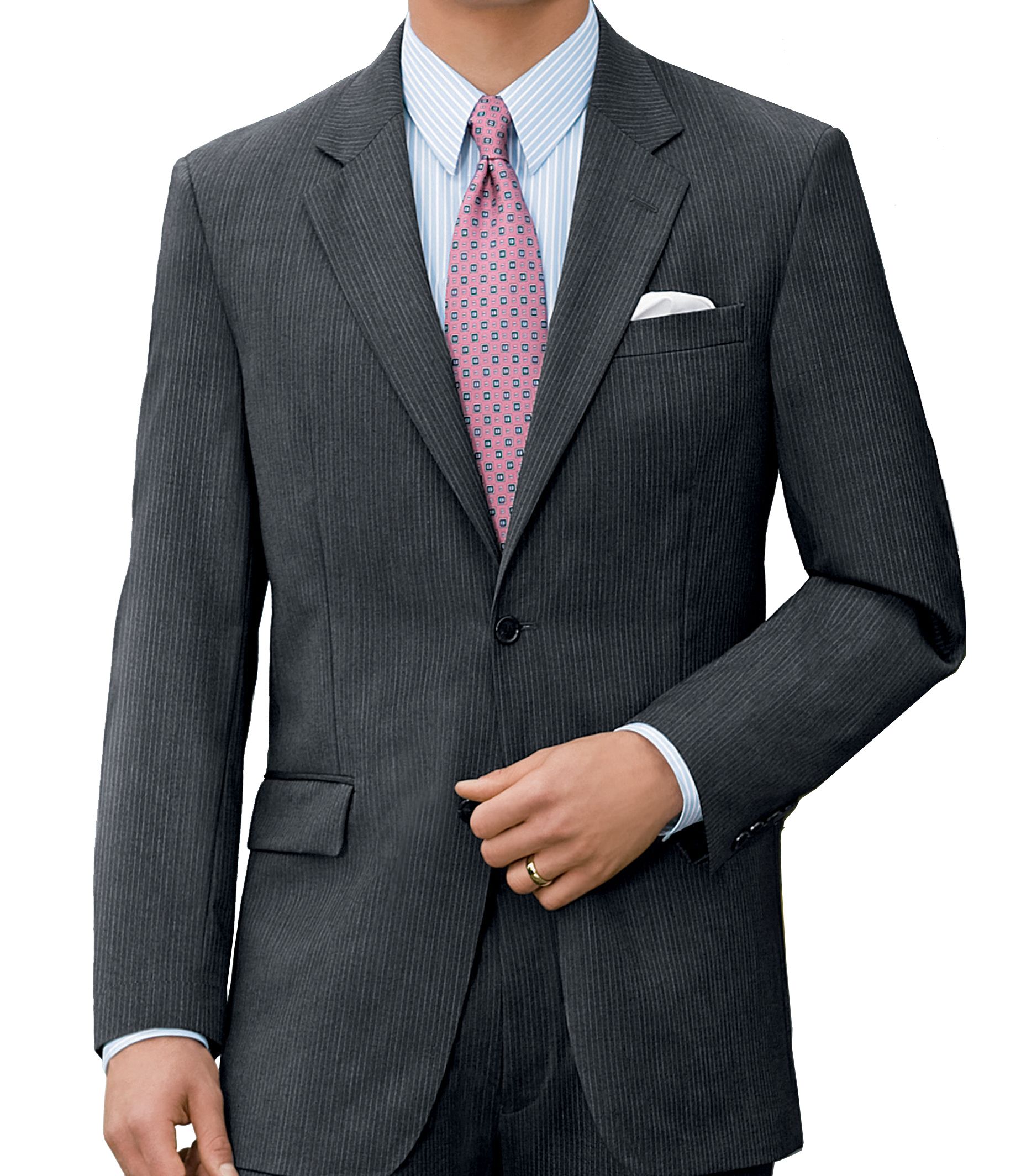 Executive 2-Button Wool Suit with Center Vent with Pleated Front Trousers