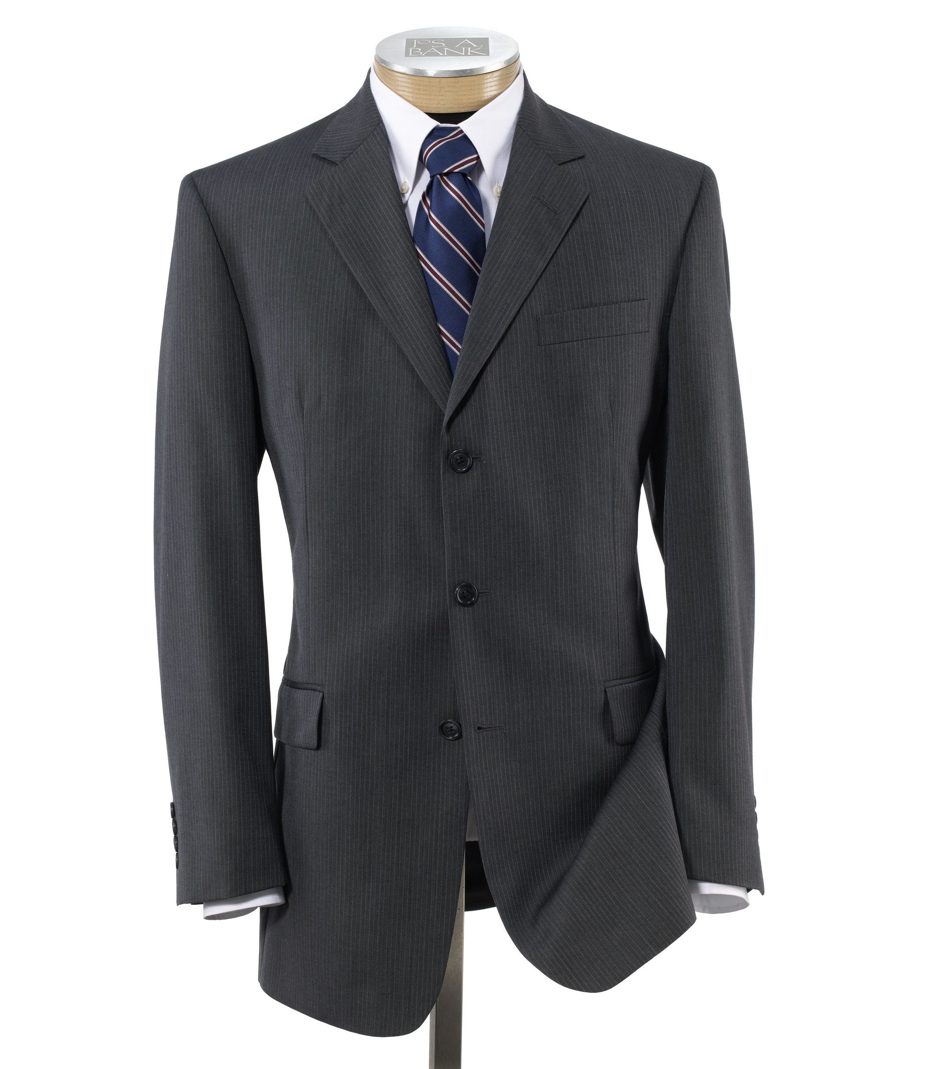 Executive 3-Button Wool Suit with Center Vent with Pleated Front Trousers