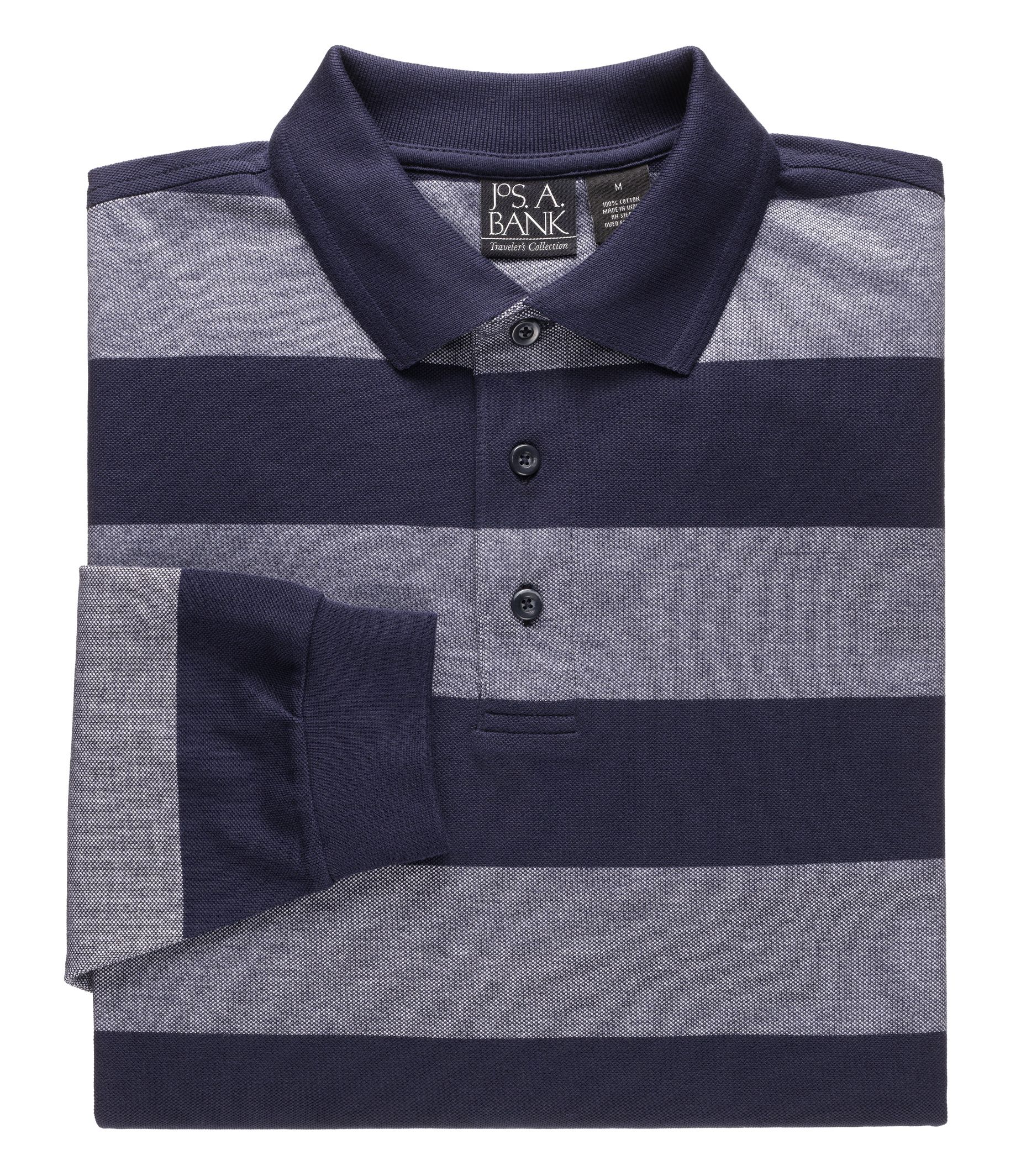Traveler Long Sleeve Polo Navy Heather- Big and Tall