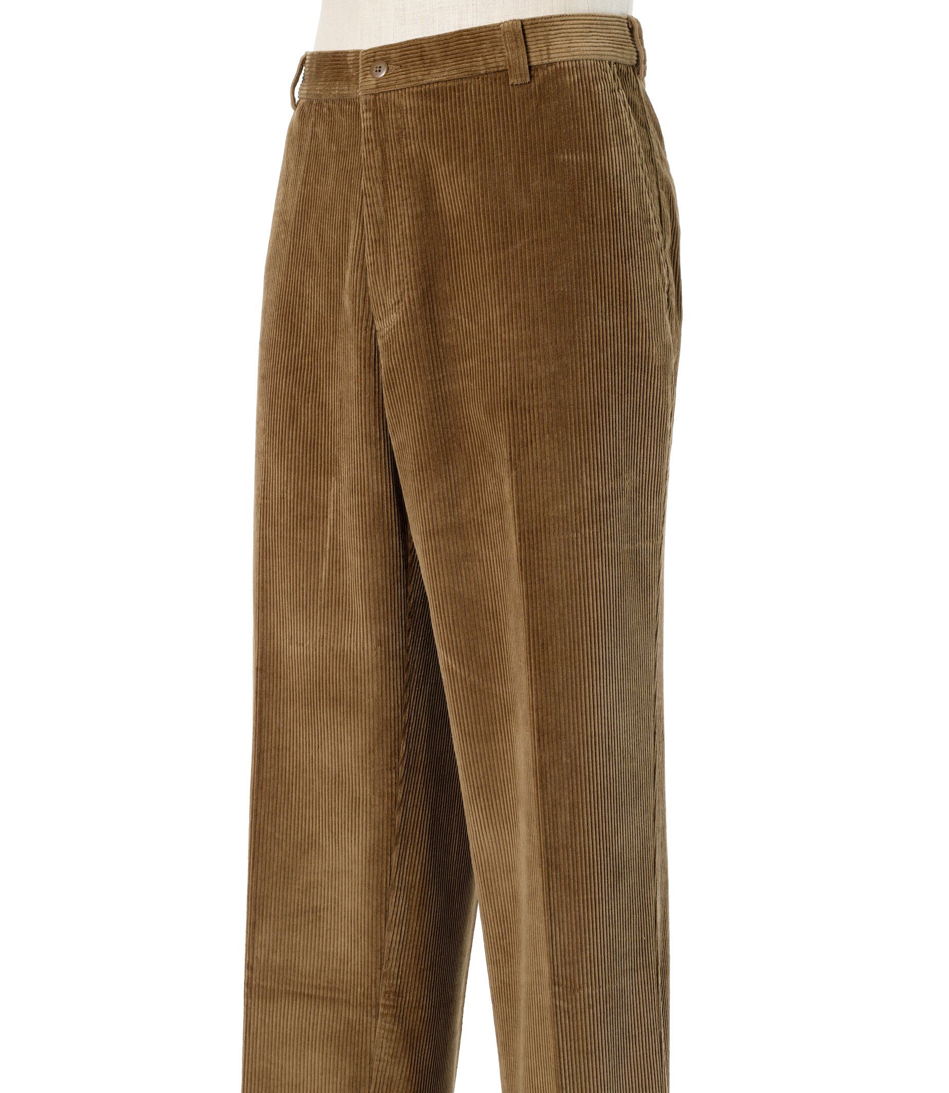 Colorfast Casual Corduroy Plain Front Pants