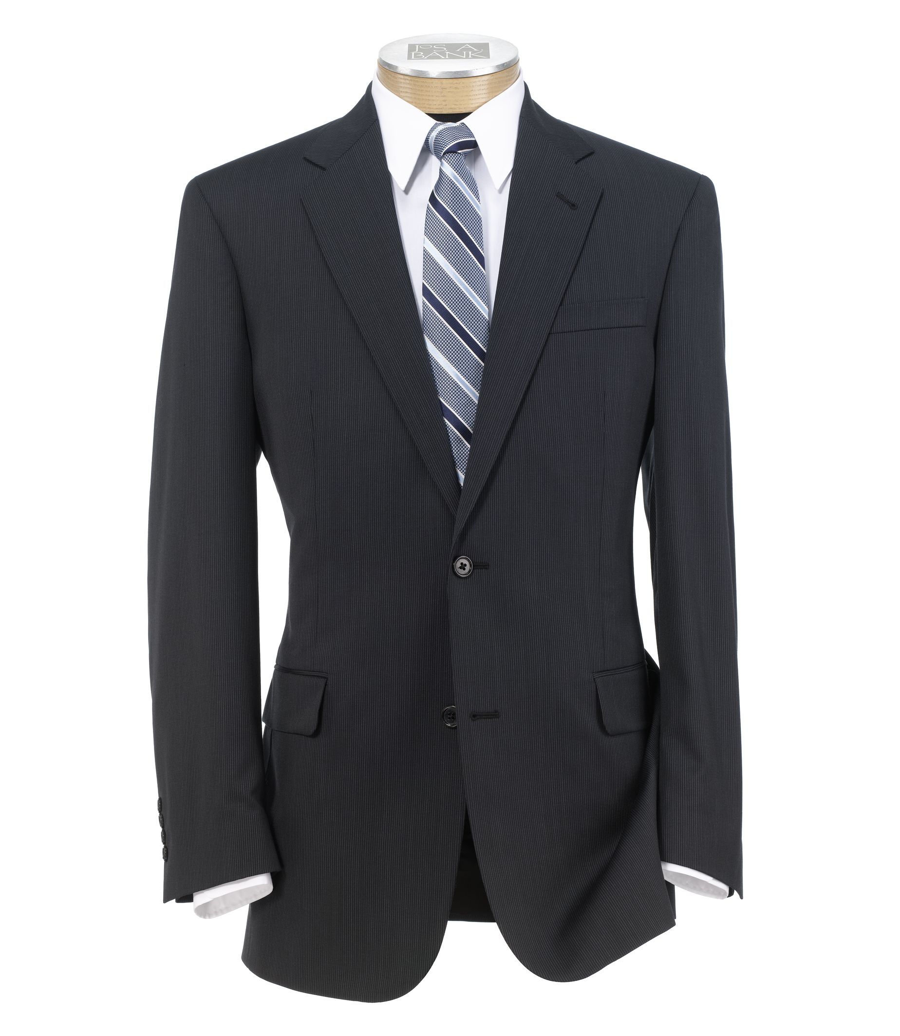 Signature 2-Button Wool Suit- Black Narrow Stripe