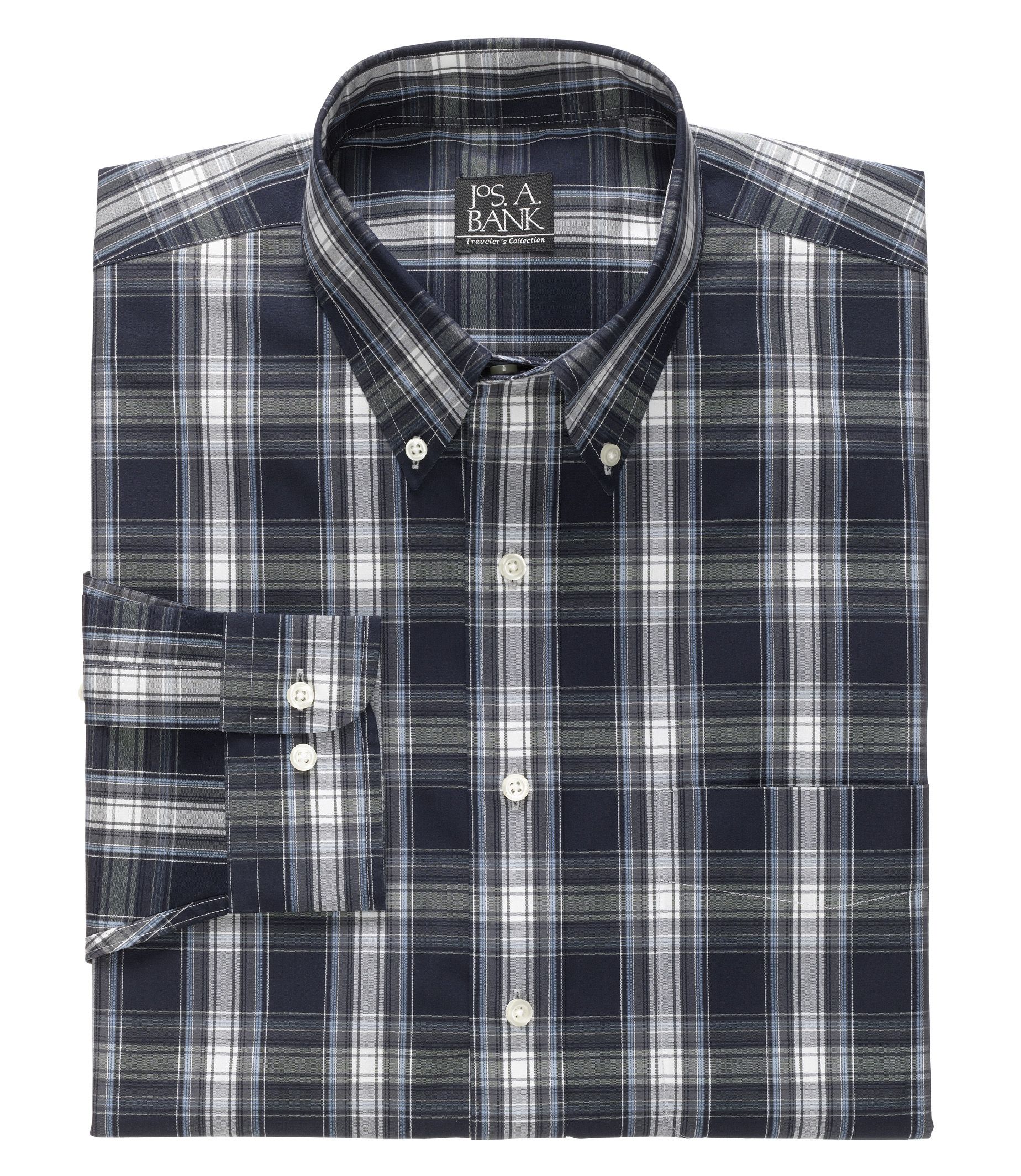 Traveler Tailored Fit Long-Sleeve Button Down Collar Sportshirt