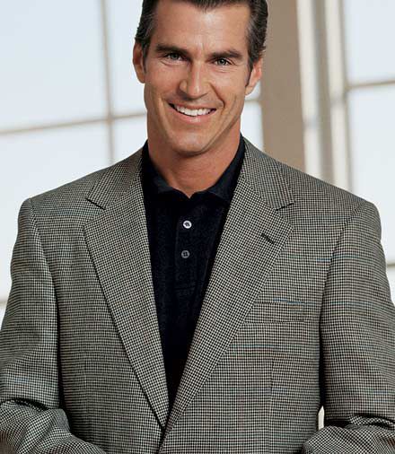 Executive 3-Button Silk/Wool Windowpane Check Sportcoat- Sizes 48-52