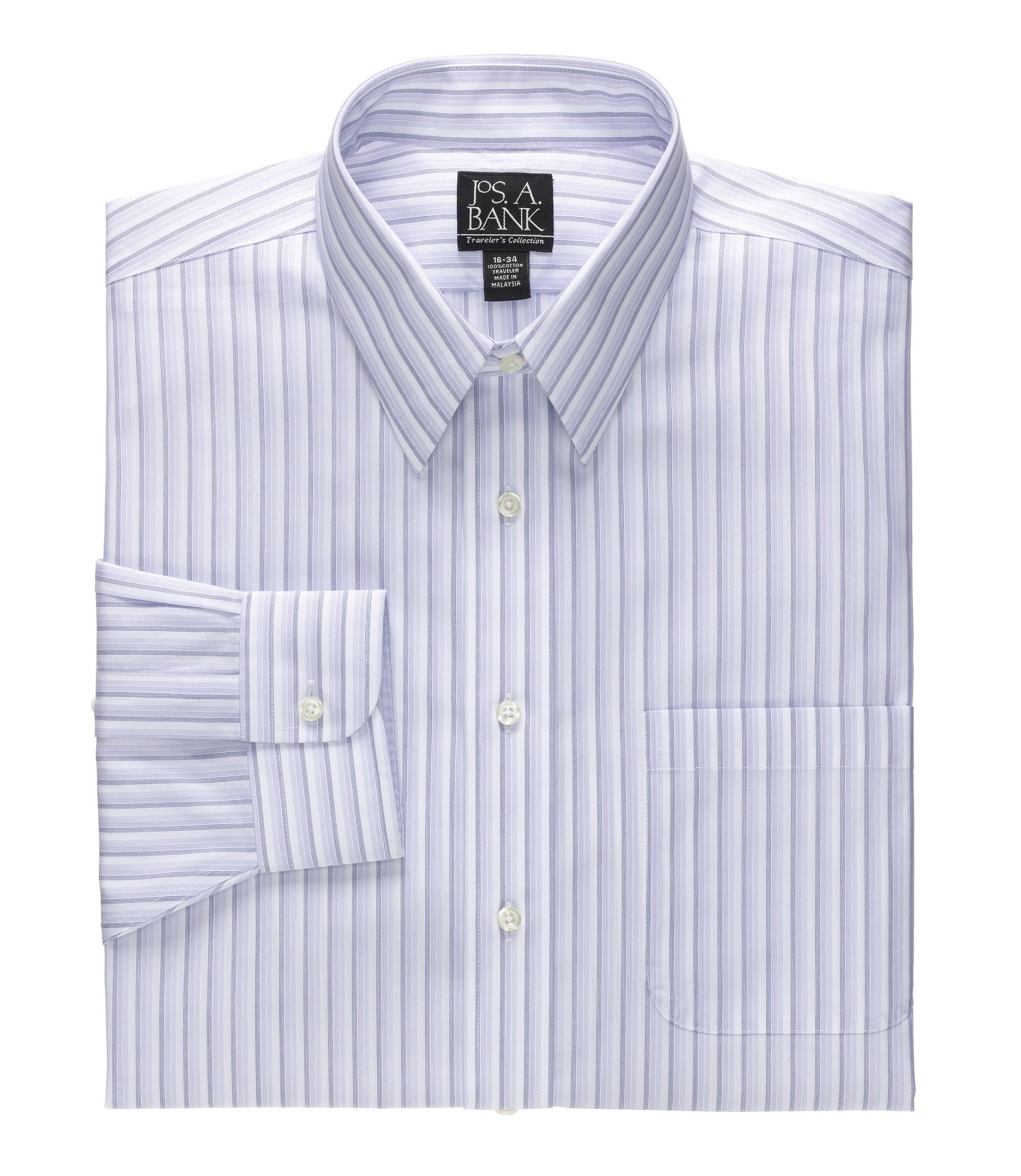 Traveler Point Collar White Ground Stripe Dress Shirt