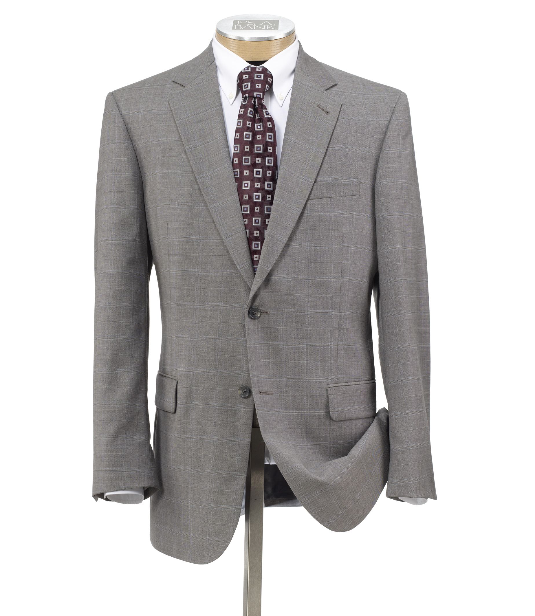 Signature 2-Button Wool Suit- Medium Grey Fashion Stripe- Sizes 44 X-Long-52