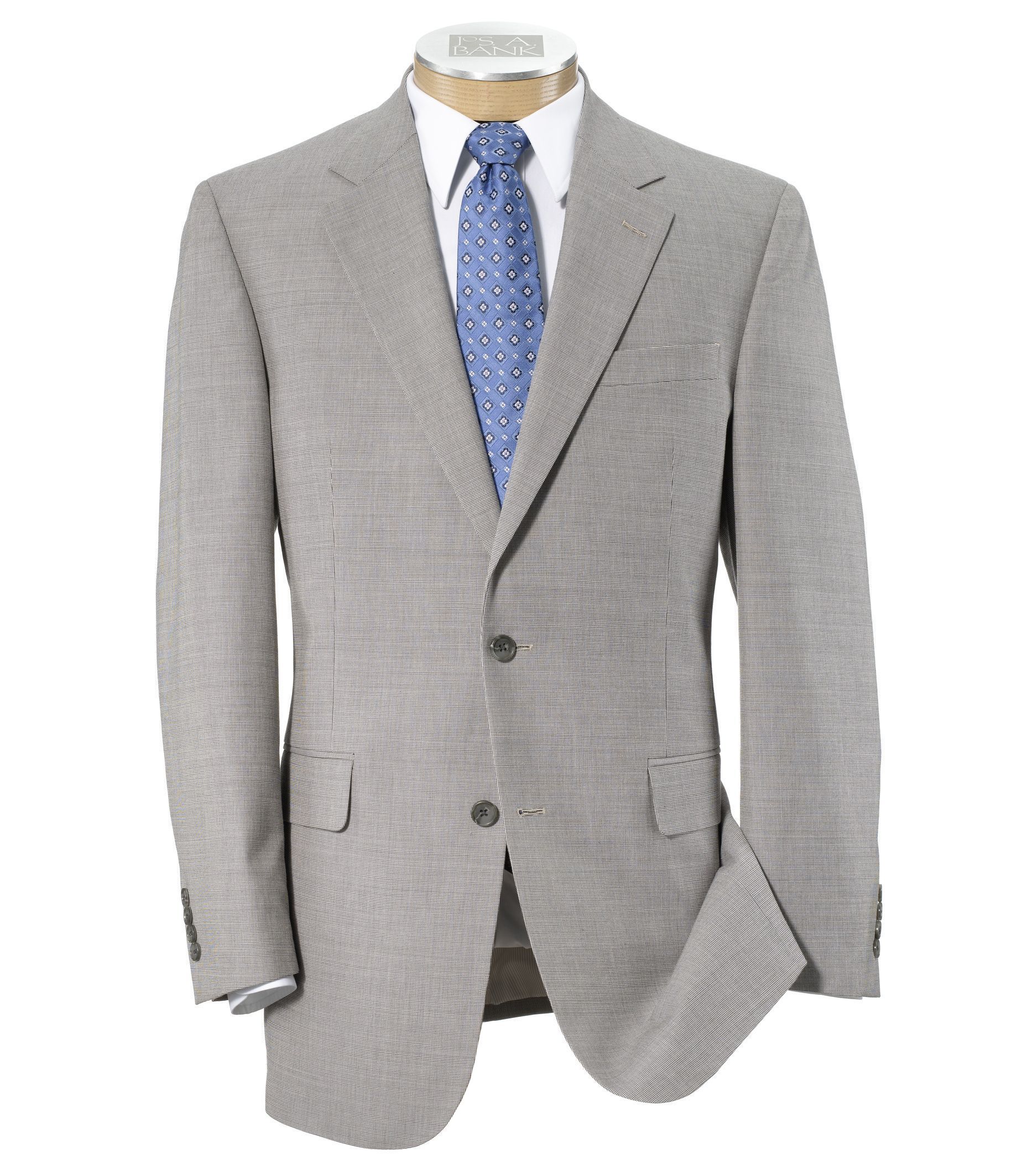 Tropical Blend 2 Button Ticweave Suit with Plain Front Trousers