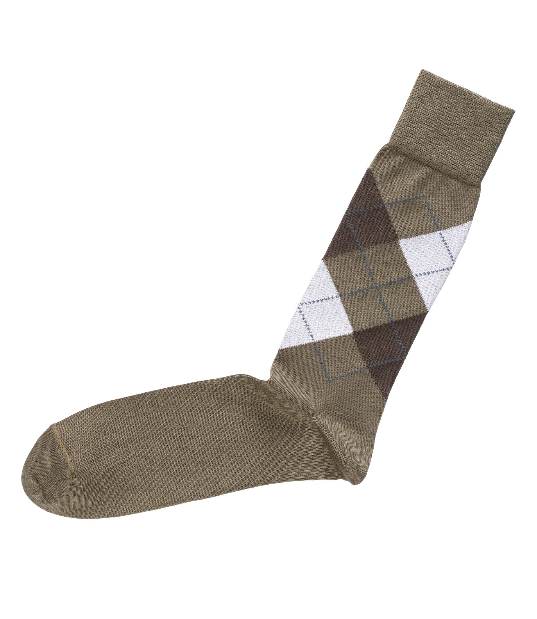 Argyle Mid-Calf Socks-Tan