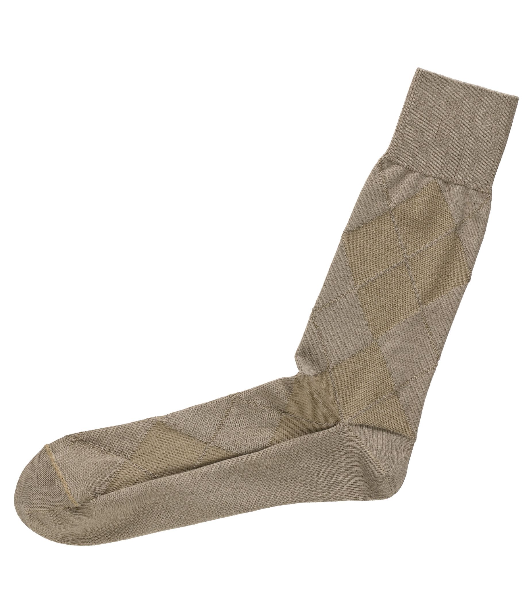 Argyle Mid-Calf Socks-Tan