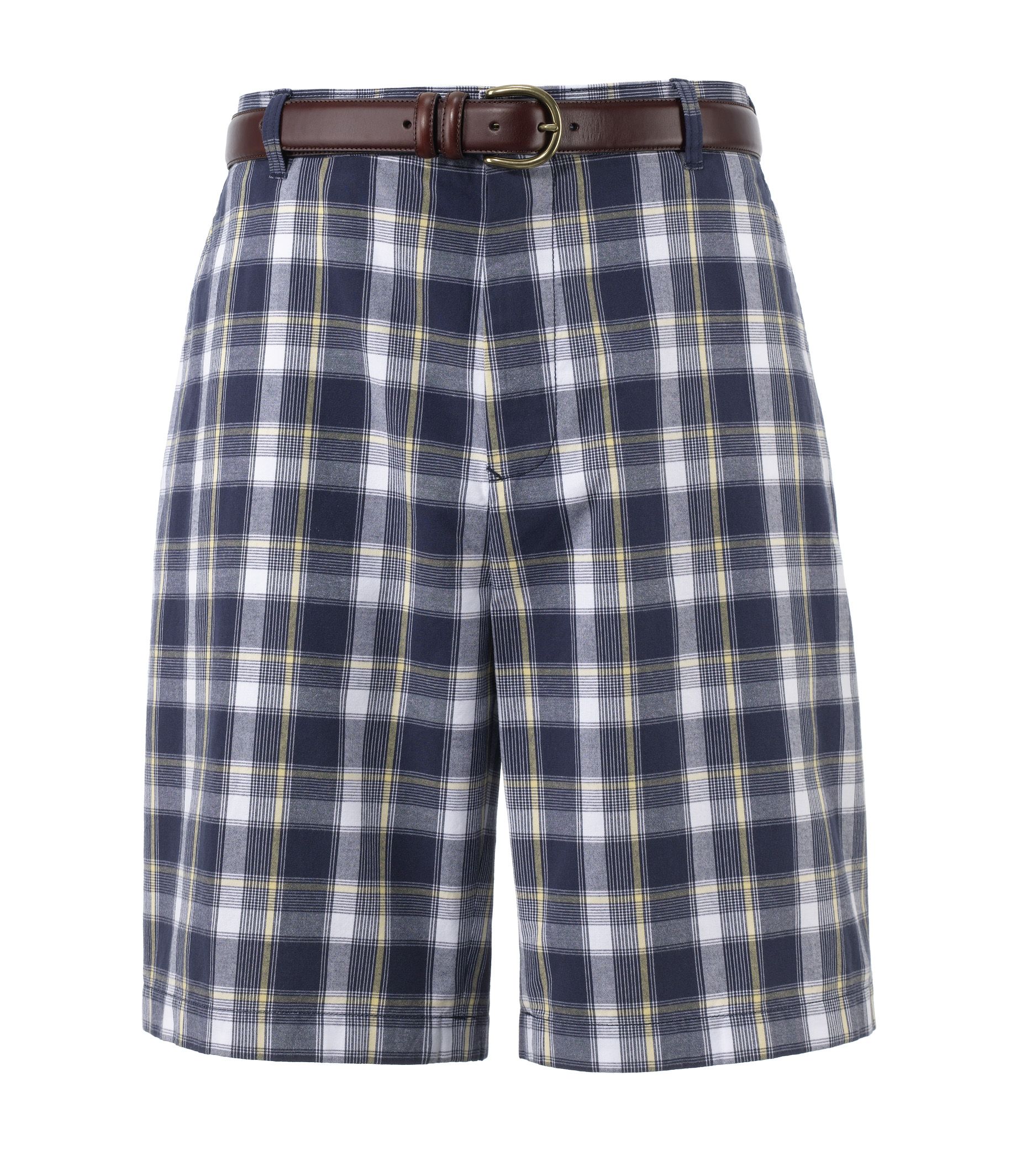 Factory Store Plaid Plain Front Shorts