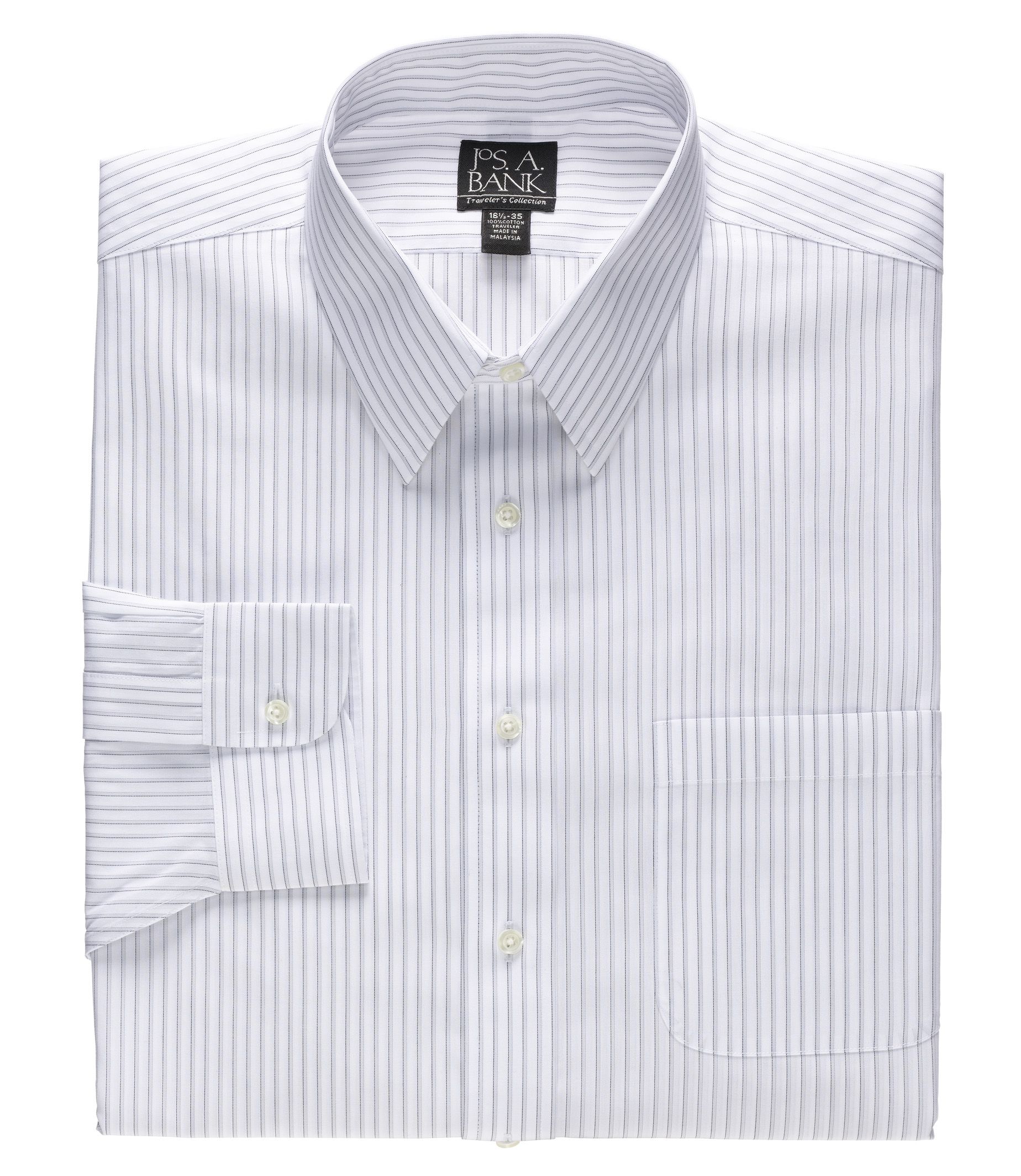 Traveler Point Collar Thin Stripe Dress Shirt