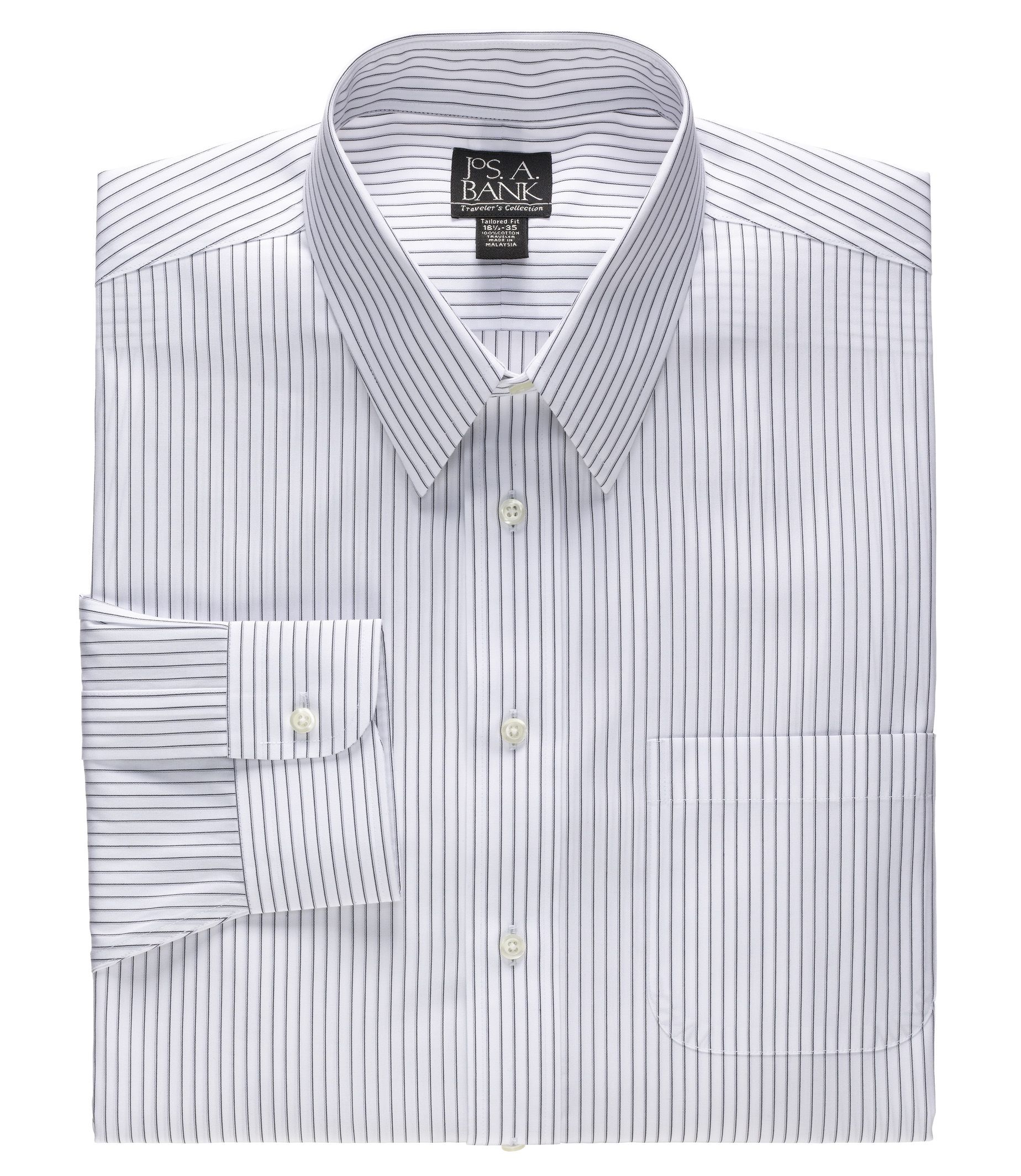 Traveler Tailored Fit Point Collar Stripe Dress Shirt