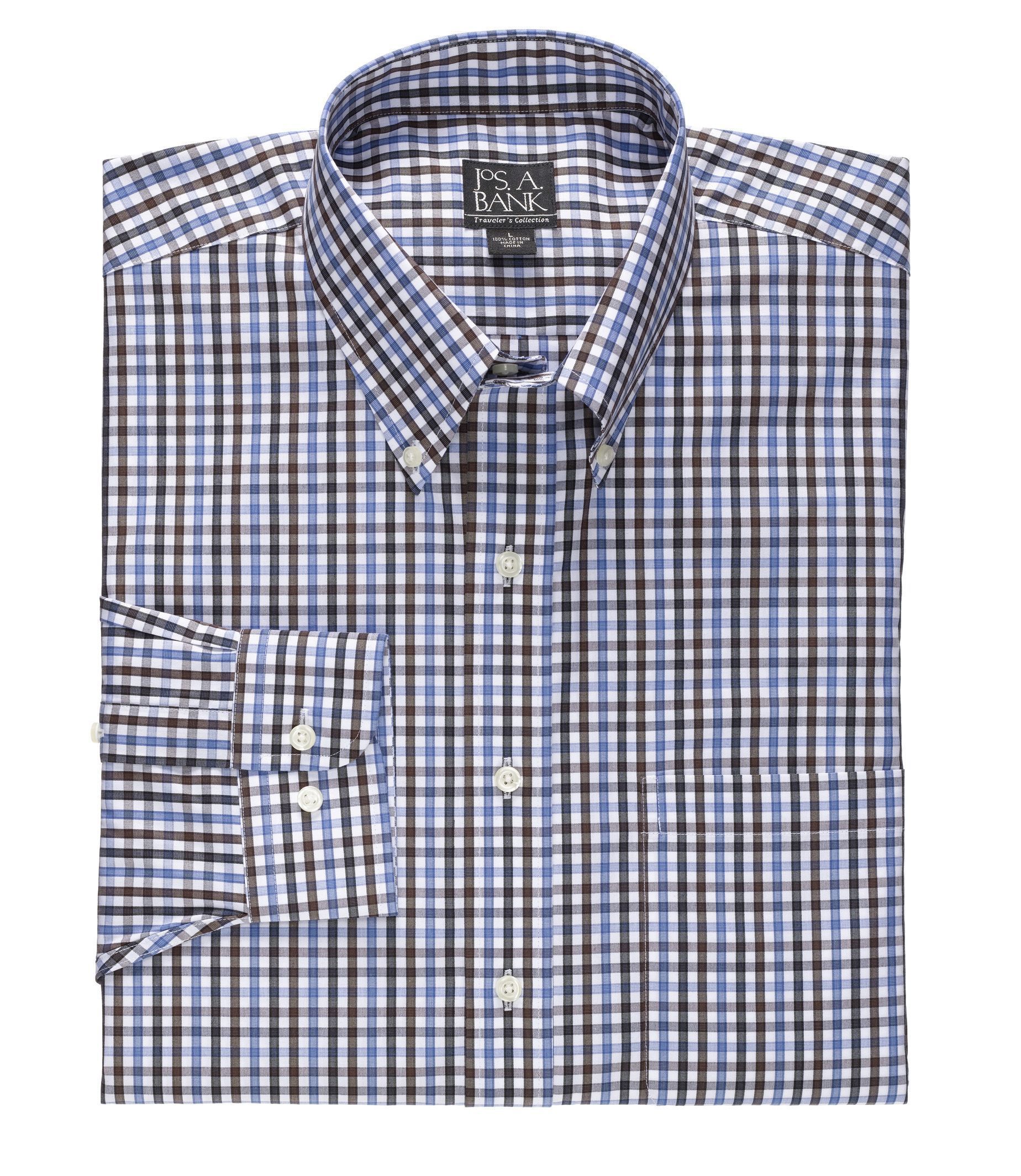 Traveler Tailored Fit Long-Sleeve Button Down Sportshirt