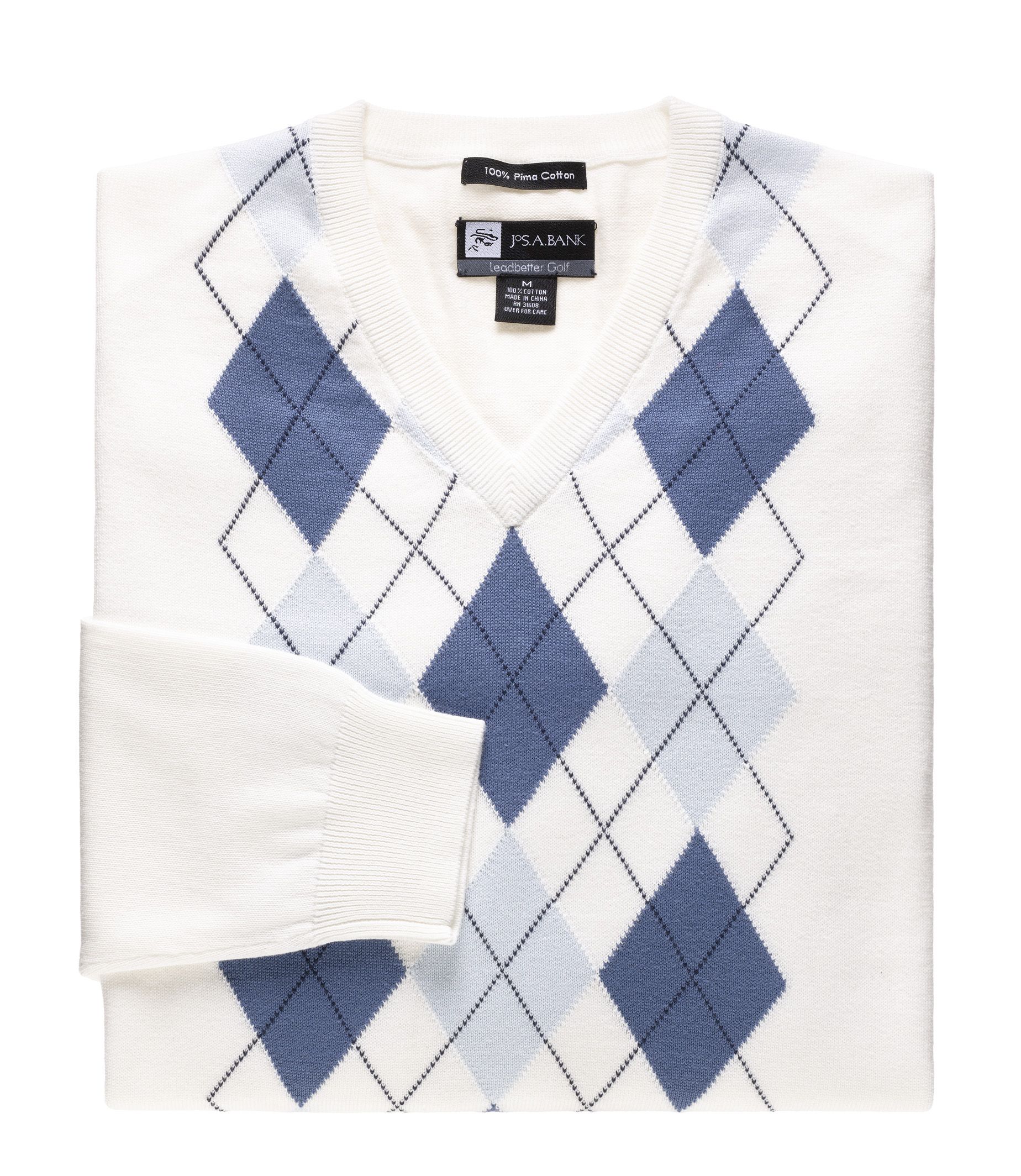 David Leadbetter Argyle V-Neck Sweater