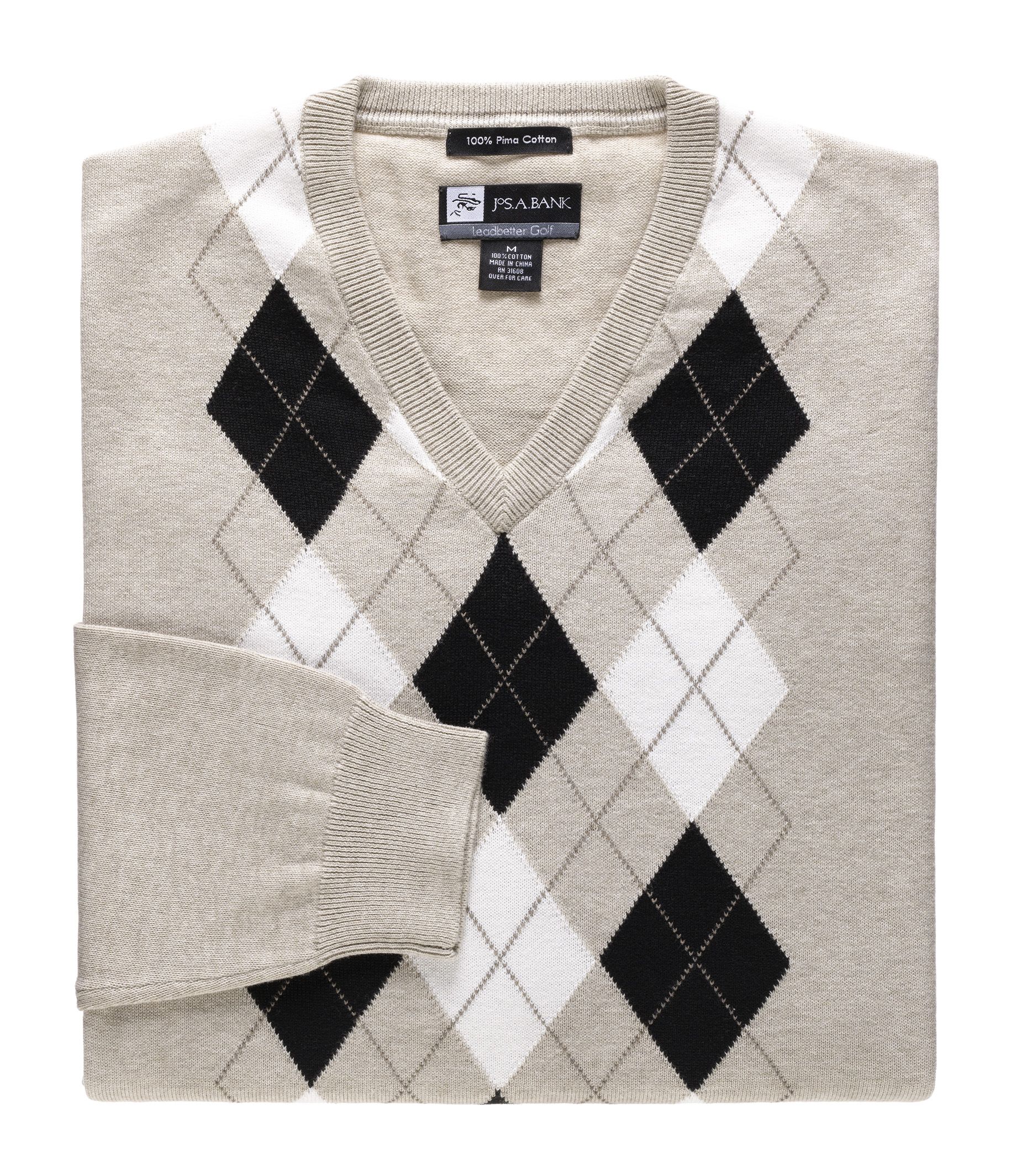 David Leadbetter Argyle V-Neck Sweater